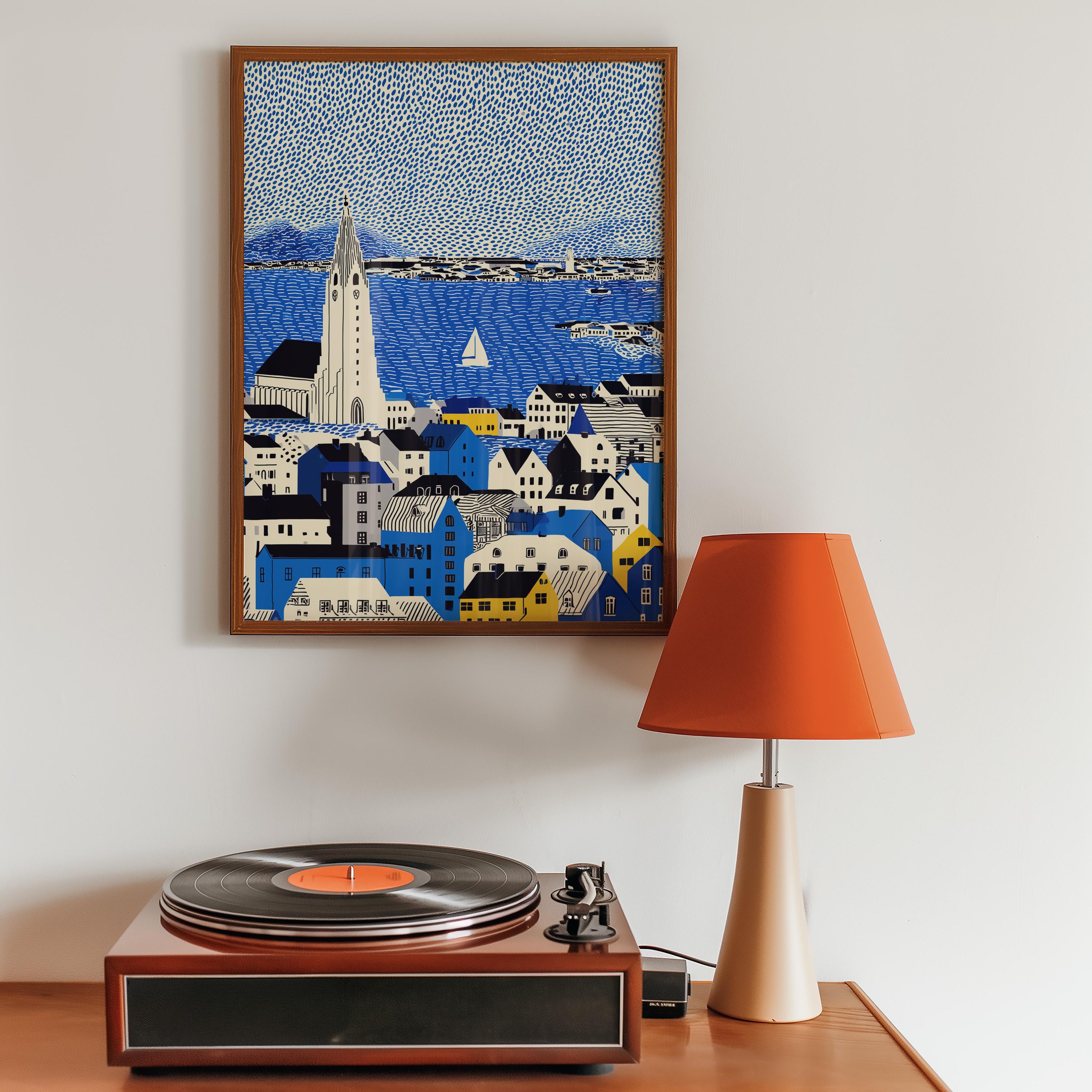 Reykjavik Iceland Wall Art Print, Pop Art Modern Large Size Poster Travel Gift Canvas