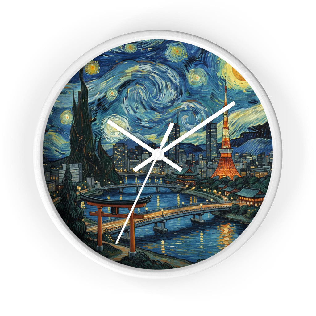 Tokyo Japan Wall Clock Vintage Van Gogh Starry Night Japanese Home Gift