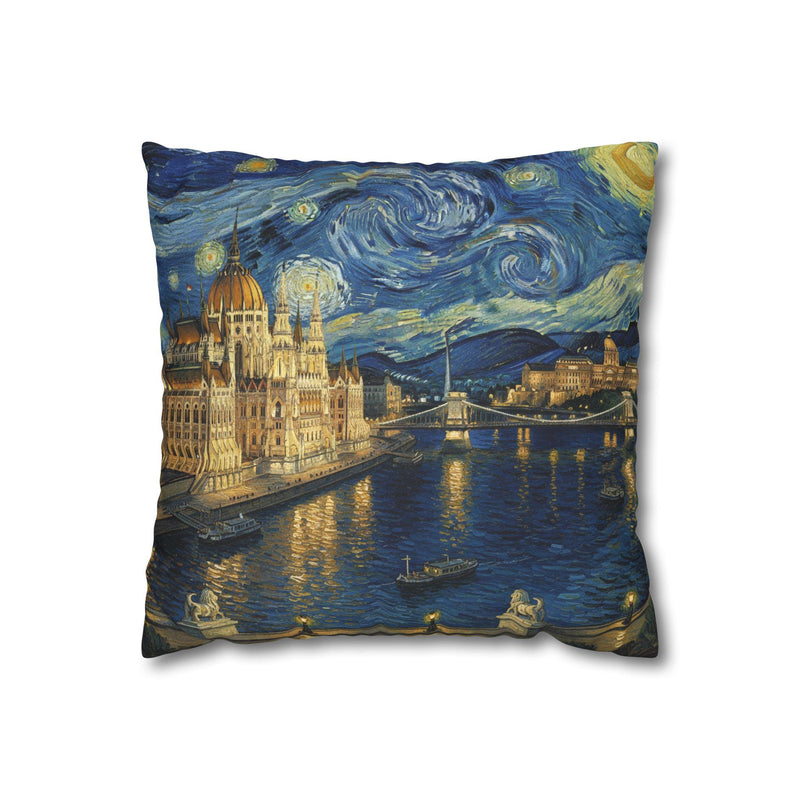 Budapest Hungary Pillowcase Starry Night, Van Gogh Throw Pillow Canvas Home Decor Gift