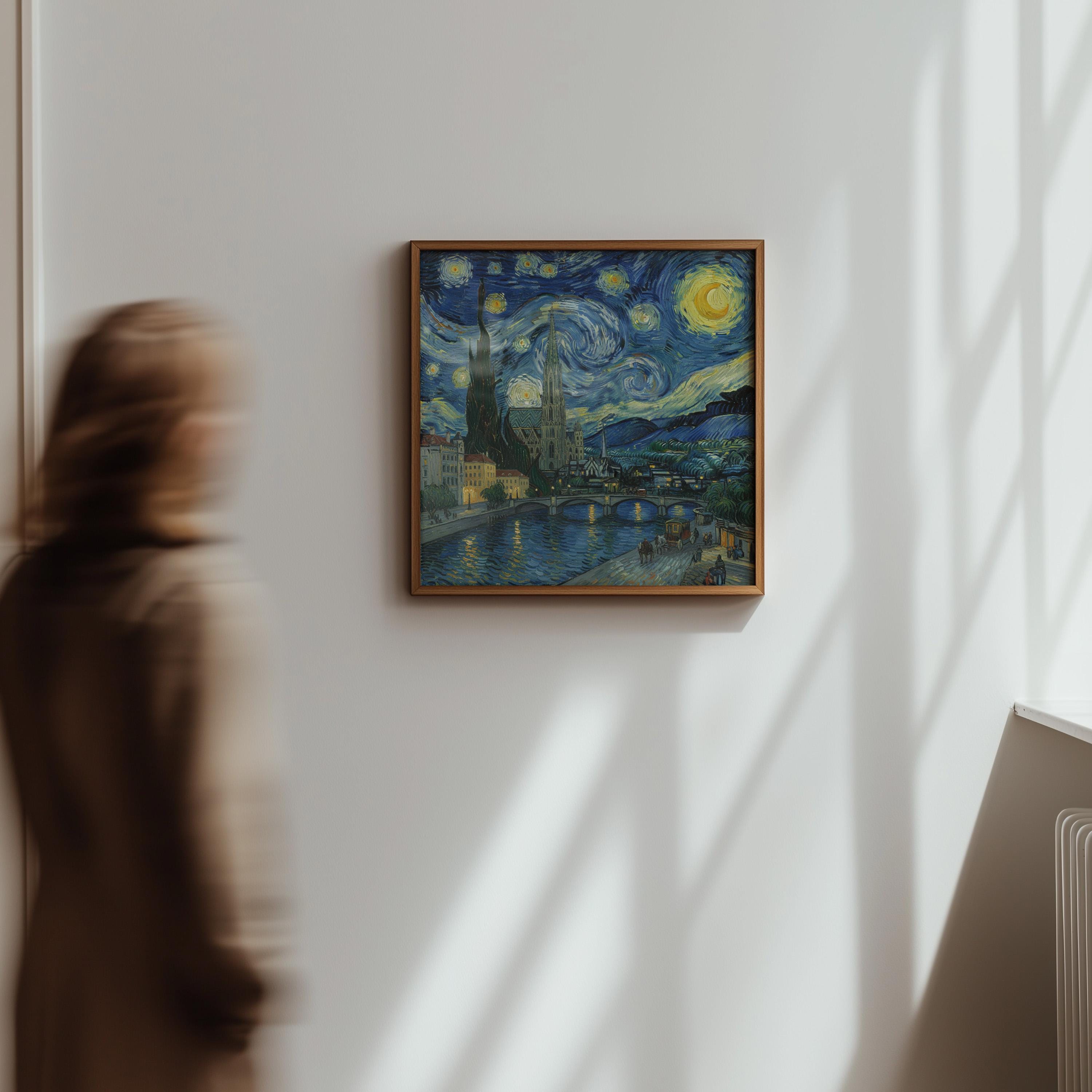 Vienna Austria Starry Night Wall Art, Van Gogh Print, Travel Gift Home Decor
