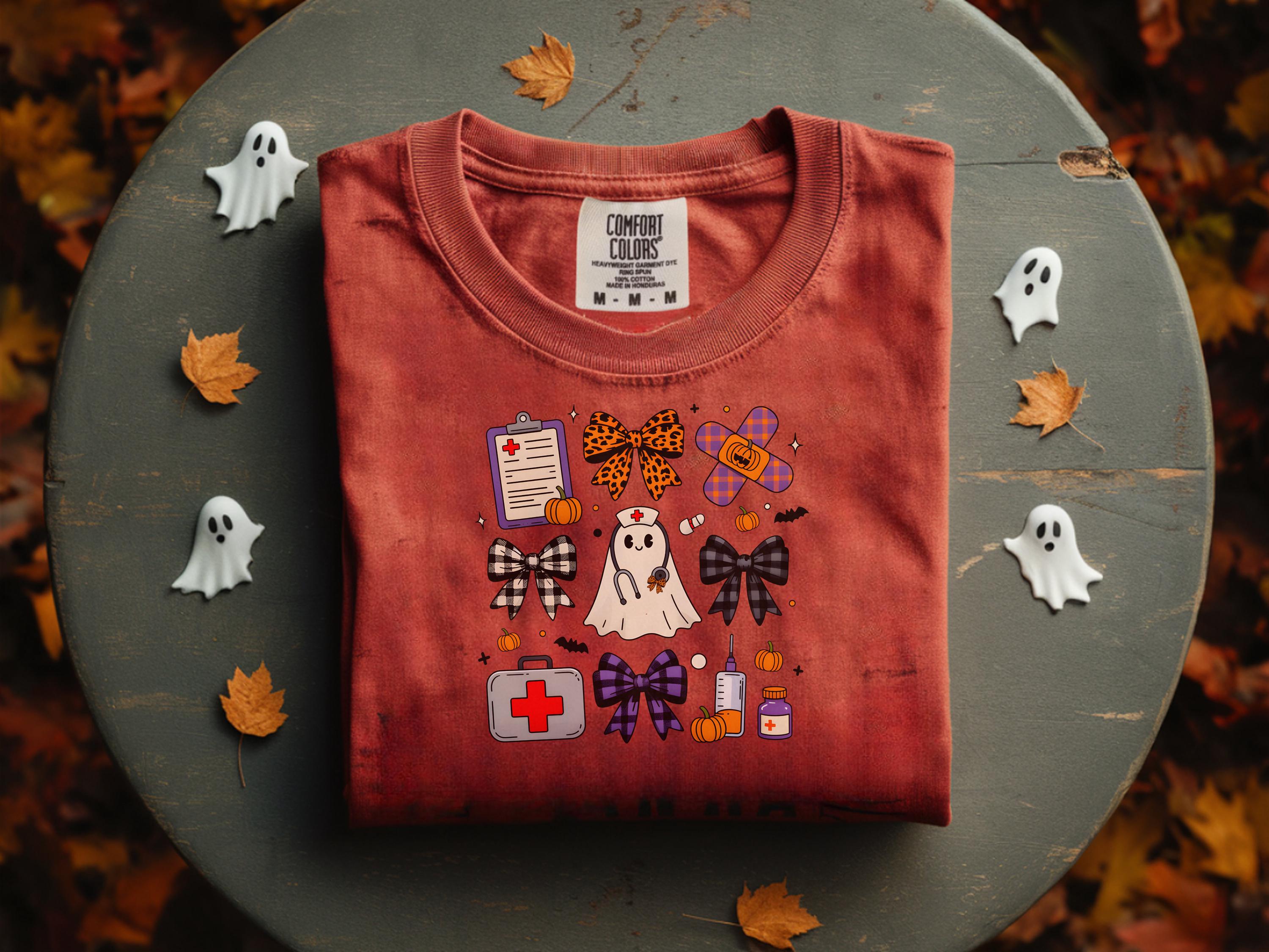 Cute Ghost Halloween Nurse Sweatshirt, Gift for Nurse, Medical crew, Spooky Ghost Nurse, Halloween Hoodie, Nurse Costume Gift