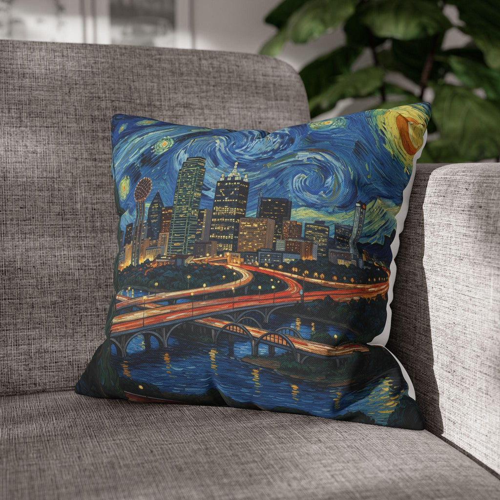 Dallas Texas Pillowcase Starry Night, Van Gogh Throw Pillow Canvas Home Decor Gift
