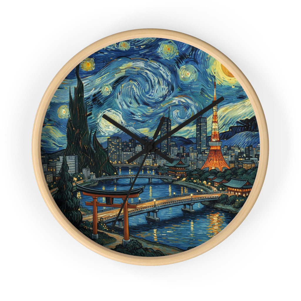 Tokyo Japan Wall Clock Vintage Van Gogh Starry Night Japanese Home Gift