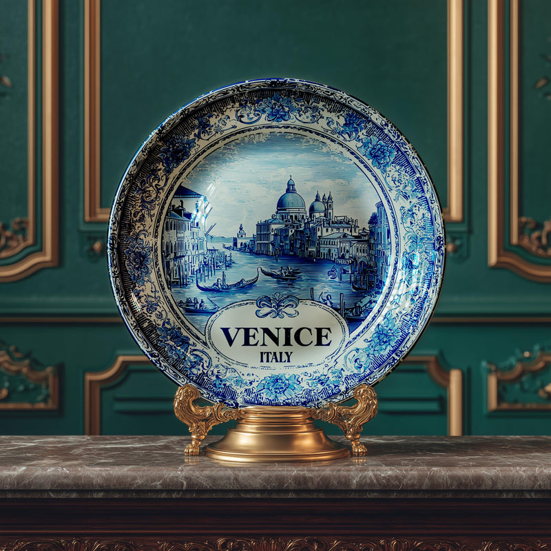 Venice Decorative Plate, Delft Vintage Home Decor Personalized Venetian Gift Travel Housewarming Italy
