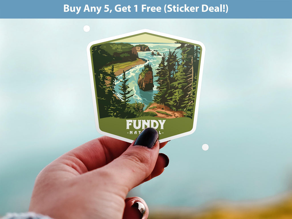 Fundy National Park Sticker, Vinyl Canada New Brunswick, Retro Water Bottle Decal Hiking