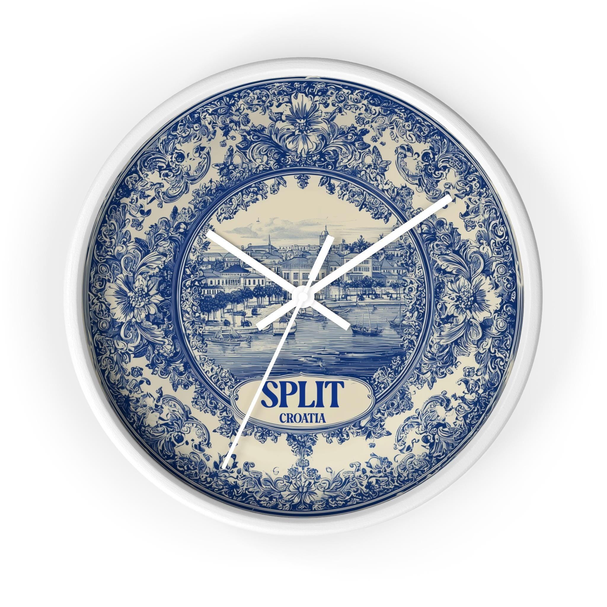 Split Croatia Wall Clock, Delf style Home Decor, Vintage City Travel Keepsake Art