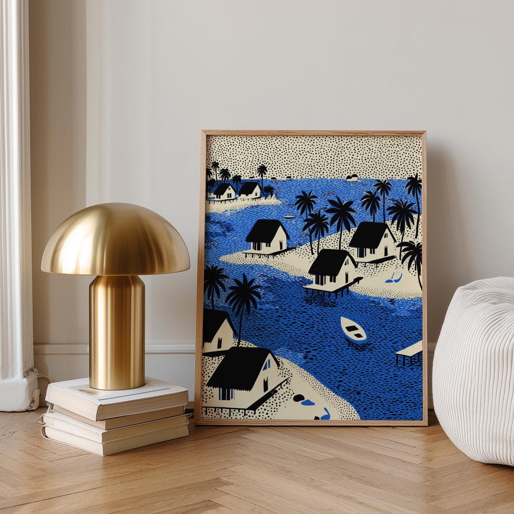 Maldives Wall Art Print, Pop Art Modern Poster Japanese Travel Gift Canvas