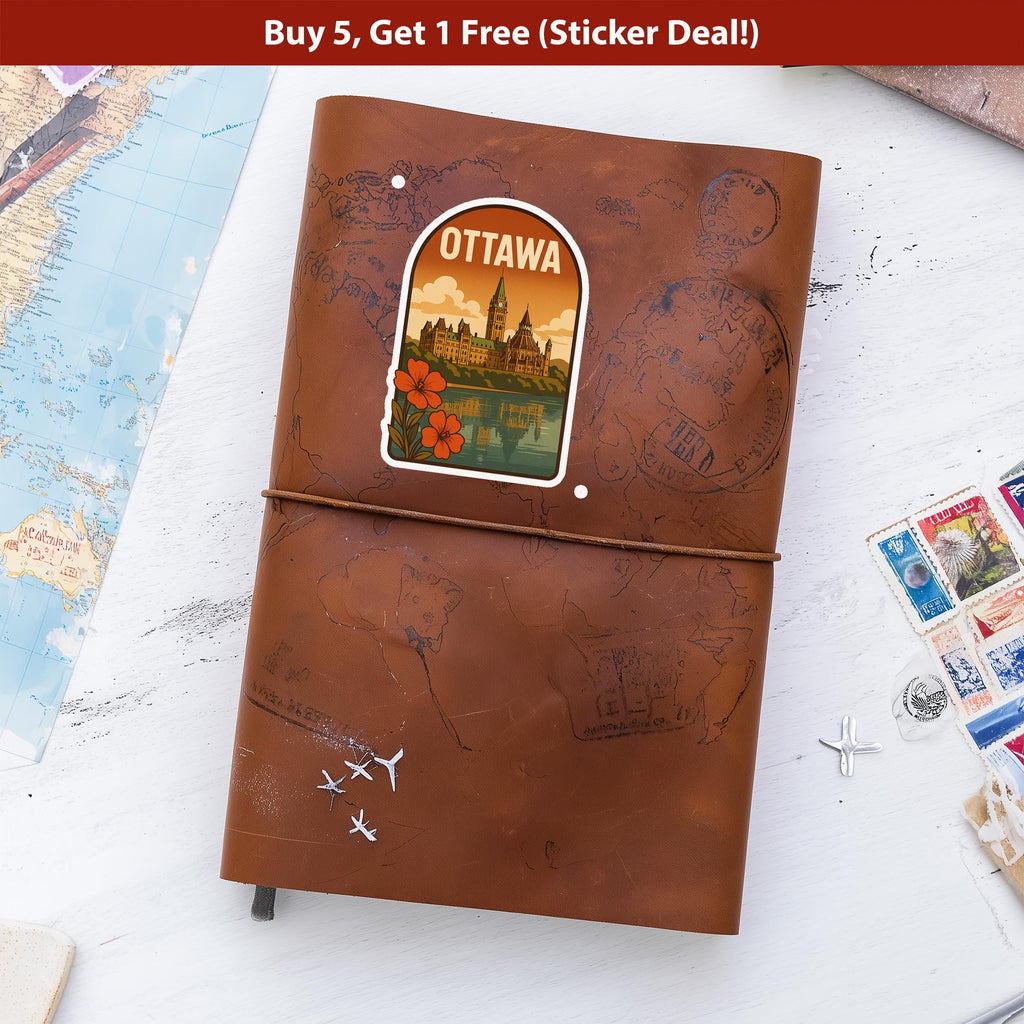 Ottawa Canada Sticker, Vintage City Vinyl Decal, Retro Travel Lover Collection, Journal Scrapbook