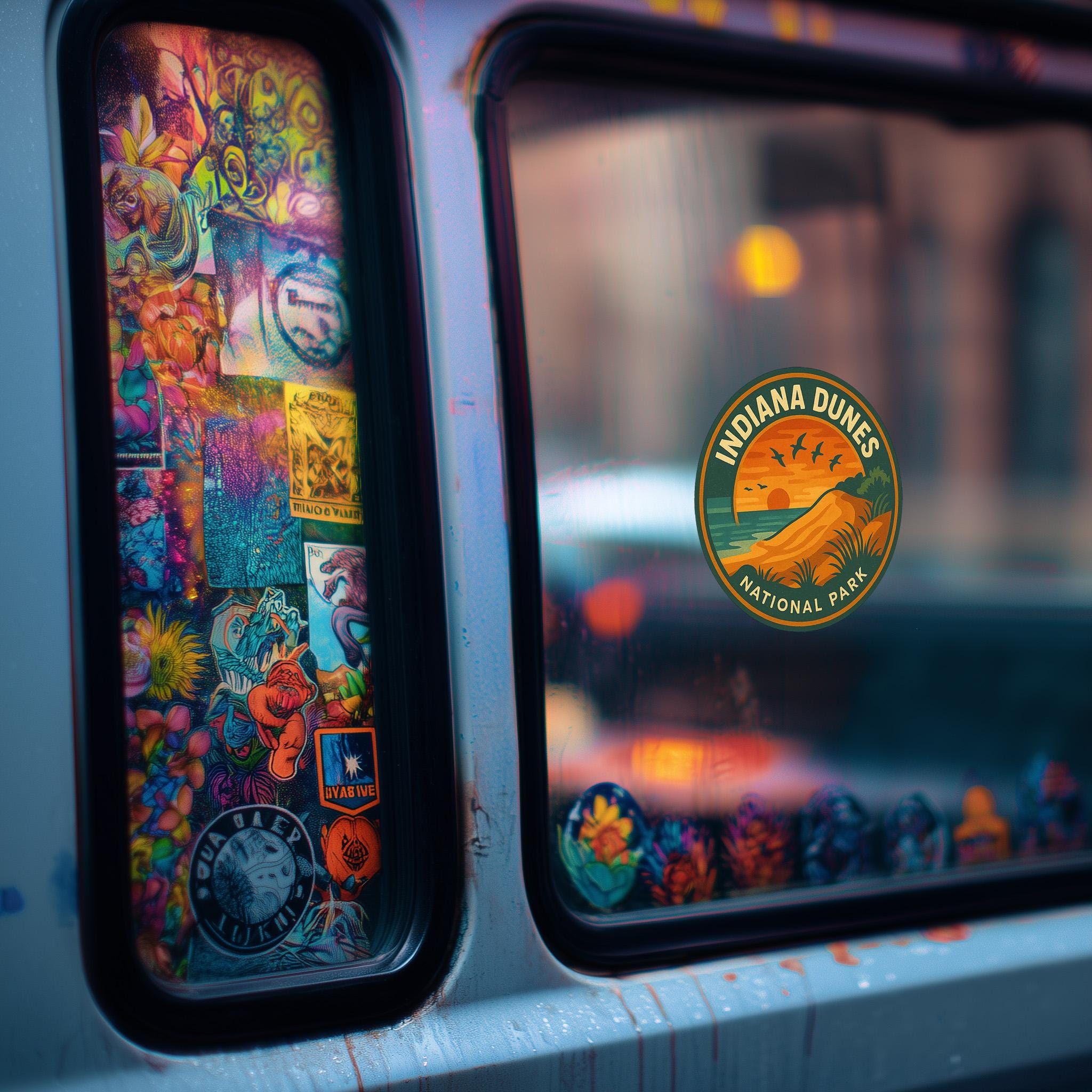 Indiana Dunes National Park Car Sticker, Retro Vinyl Decal Bumper Sticker, Vintage Waterproof Camping