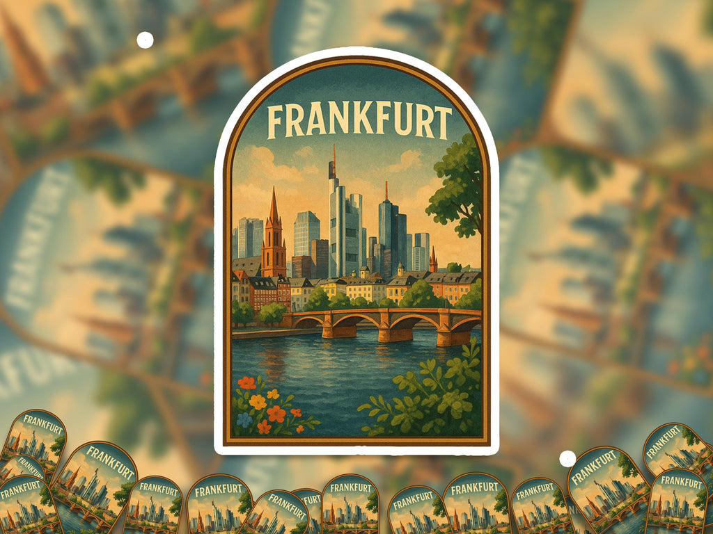 Frankfurt Germany Sticker, Vintage City Vinyl Decal, Retro Travel Lover Collection, Journal Scrapbook