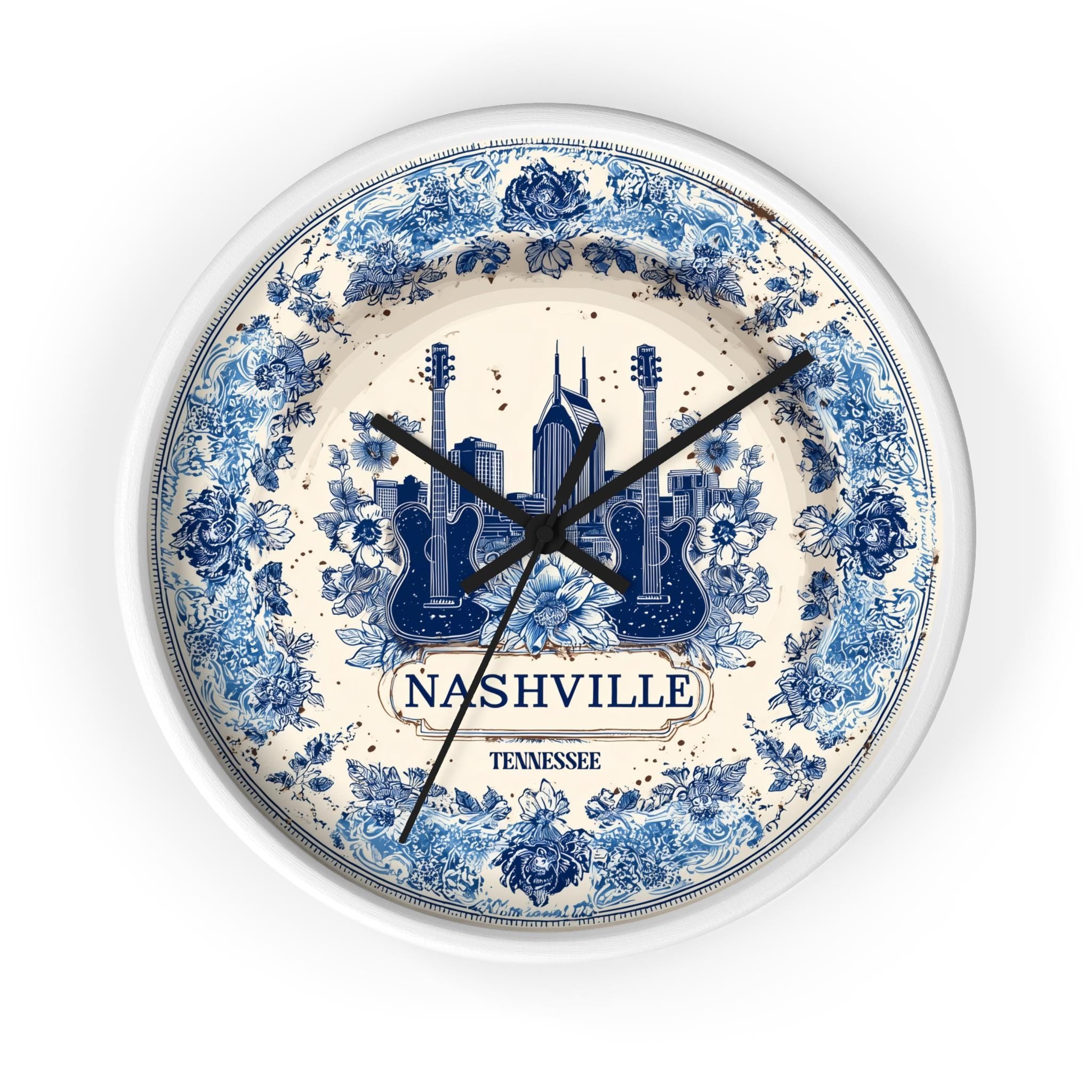 Nashville Tennessee Wall Clock, Delf style Home Decor, Vintage City Travel Keepsake Art