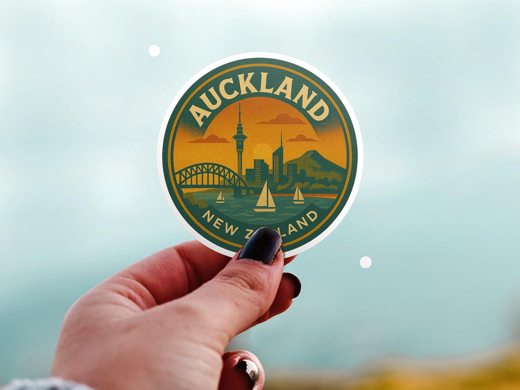 Auckland New Zealand Kiss-Cut Vinyl, Waterproof Decal, Retro Travel Lover Collection