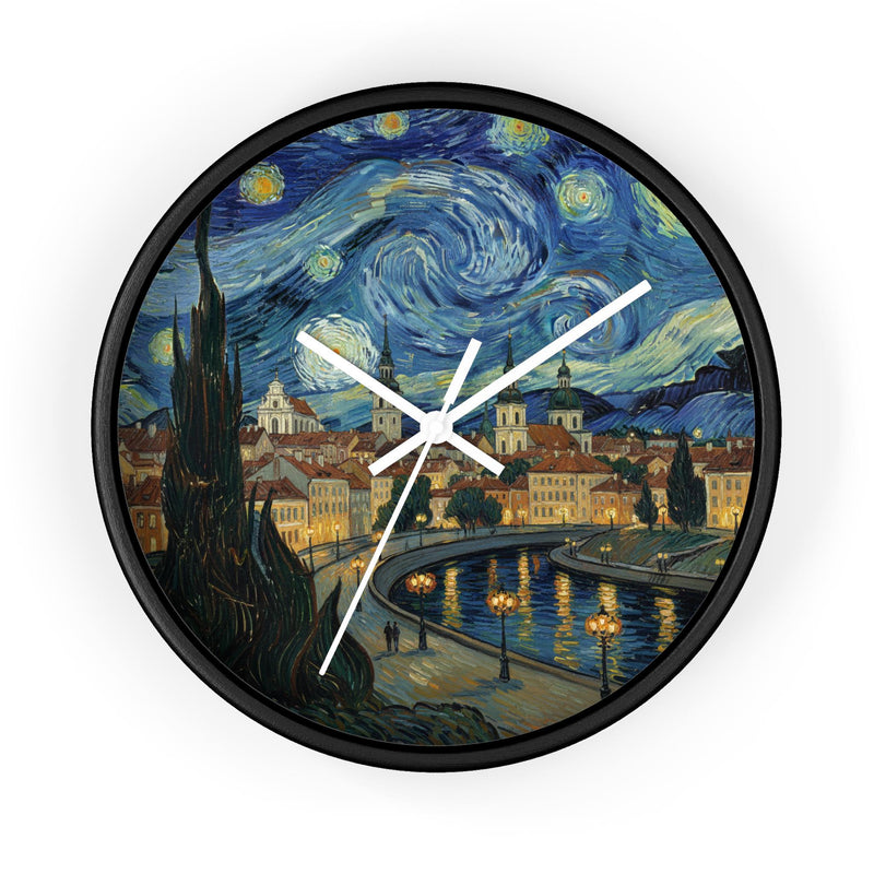 Vilnius Lithuania Wall Clock Vintage Van Gogh Starry Night Home Gift