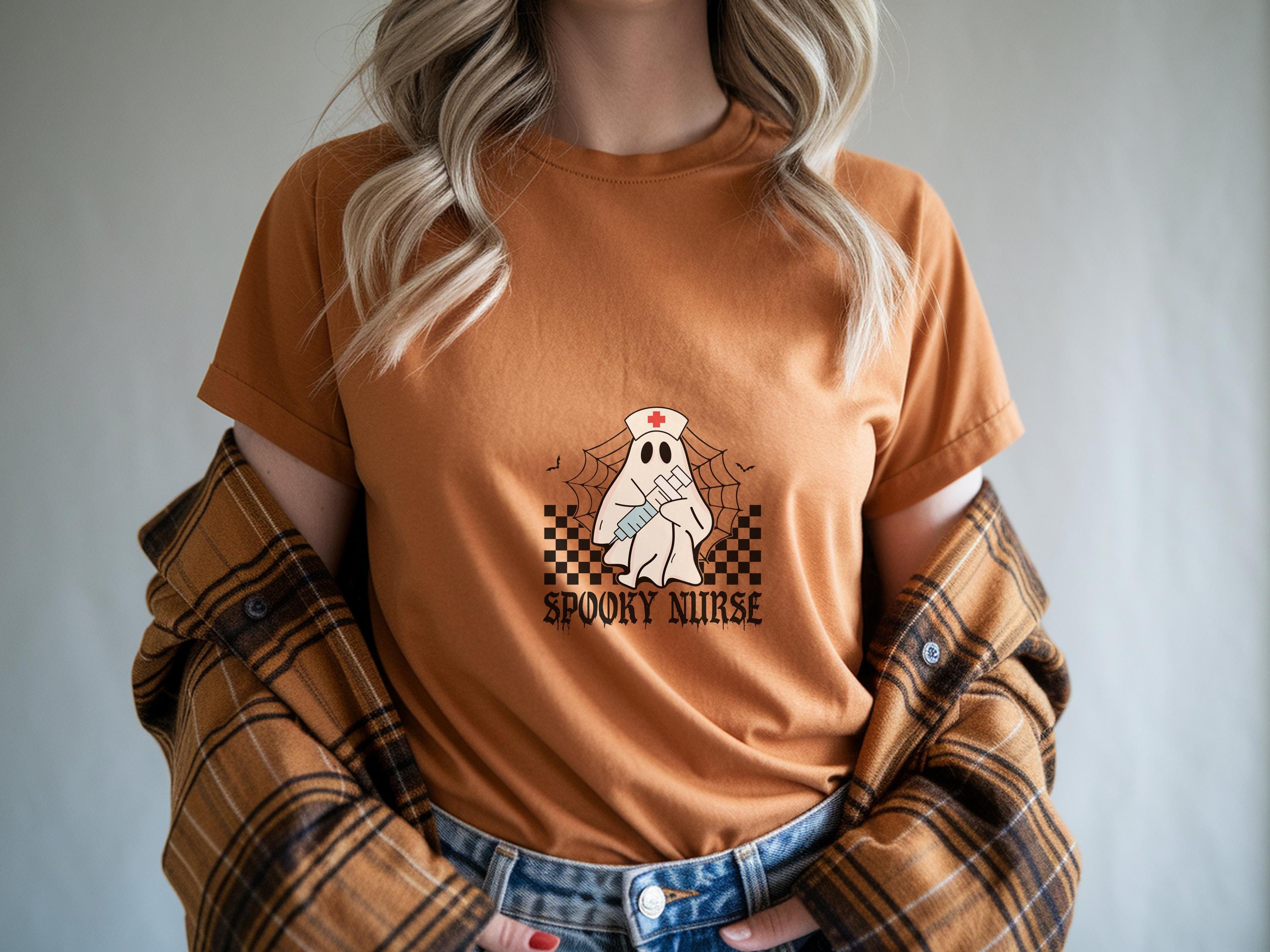 Spooky Nurse SweatShirt, Cute Halloween Ghost Nurse shirt, RN Night Shift Gift, Funny Nurse Shirt for Women, Comfort Colors Fall Top