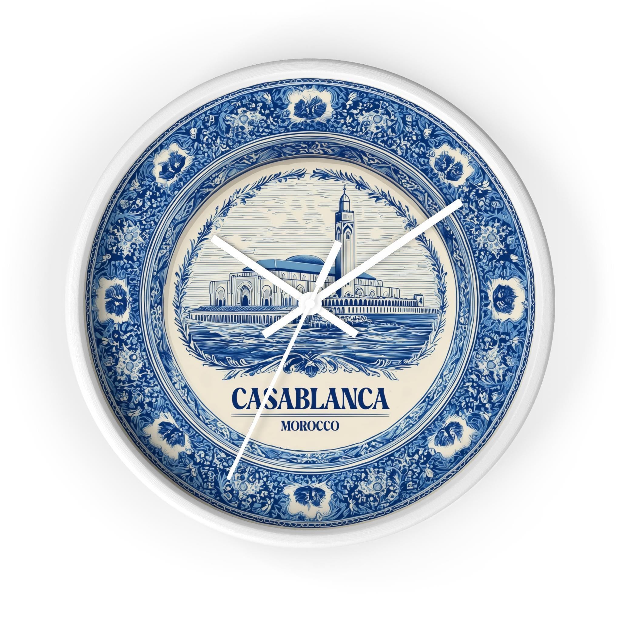 Casablanca Morocco Wall Clock, Delf style Home Decor, Vintage City Travel Keepsake Art
