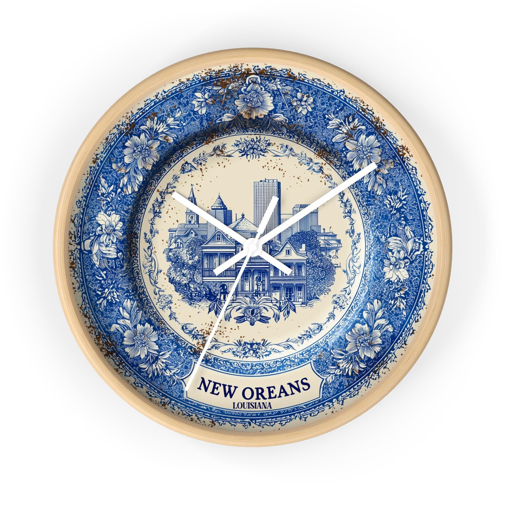 New Orleans Louisiana Wall Clock, Delf style Home Decor, Vintage City Travel Keepsake Art