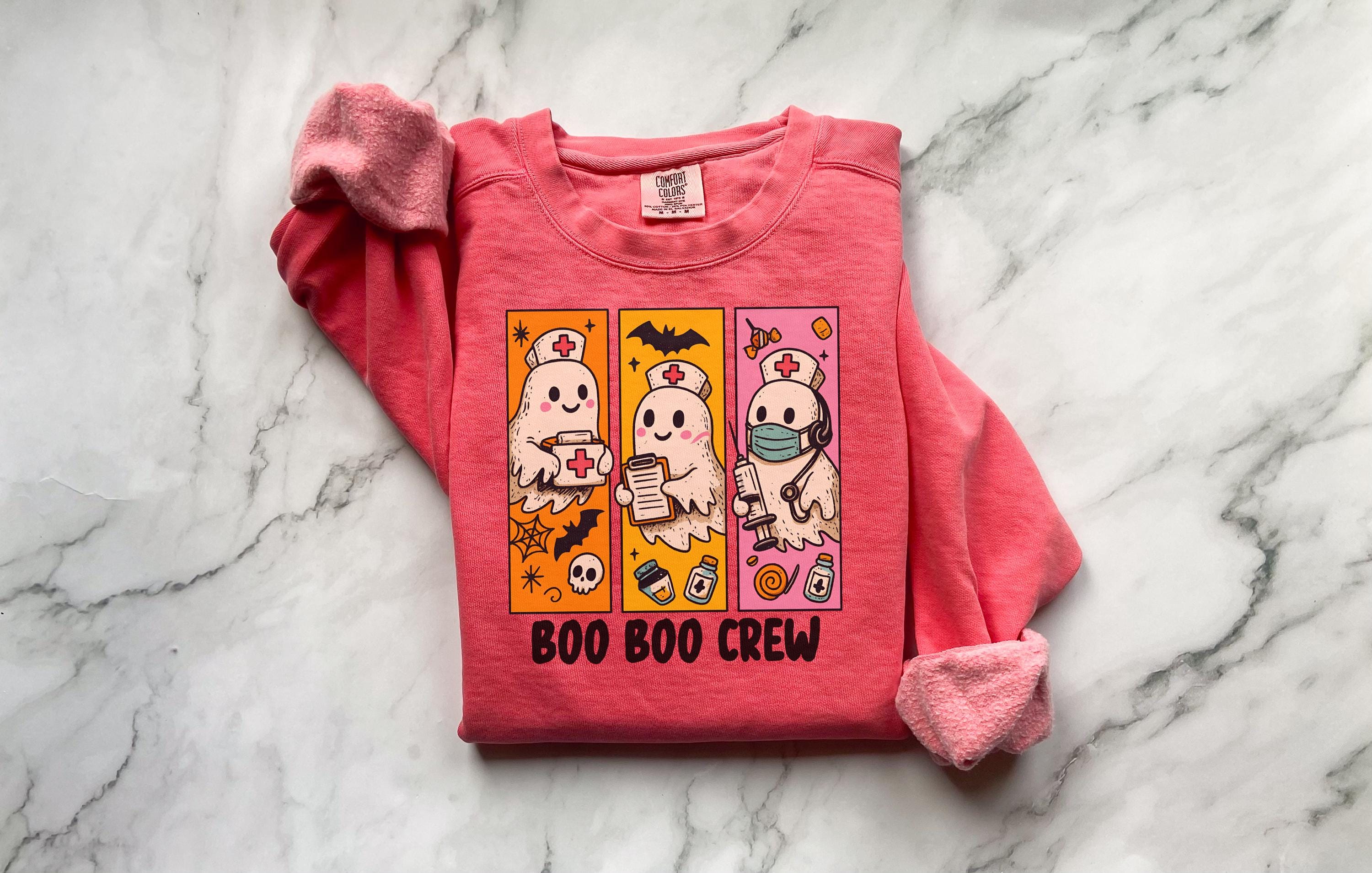 Vintage Boo Boo Crew Halloween Nurse Sweatshirt, Medical crew Cute Ghost Shirt, Funny Fall Spooky Season Gift for Nurse or Healthcare Worker