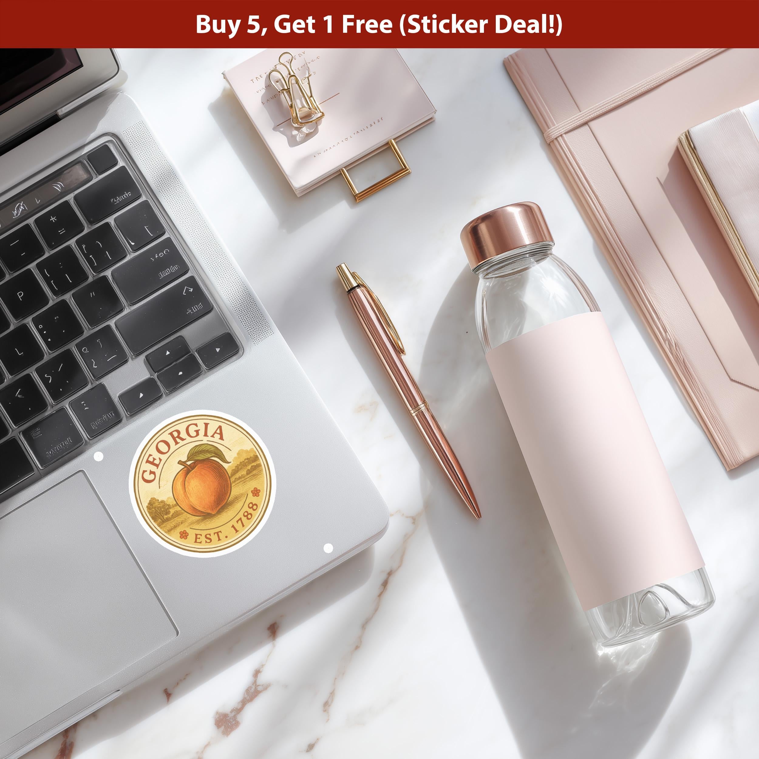 Georgia Sticker, Vintage US States Retro Decal, Waterproof Retro Travel Collection for Laptop Tumbler