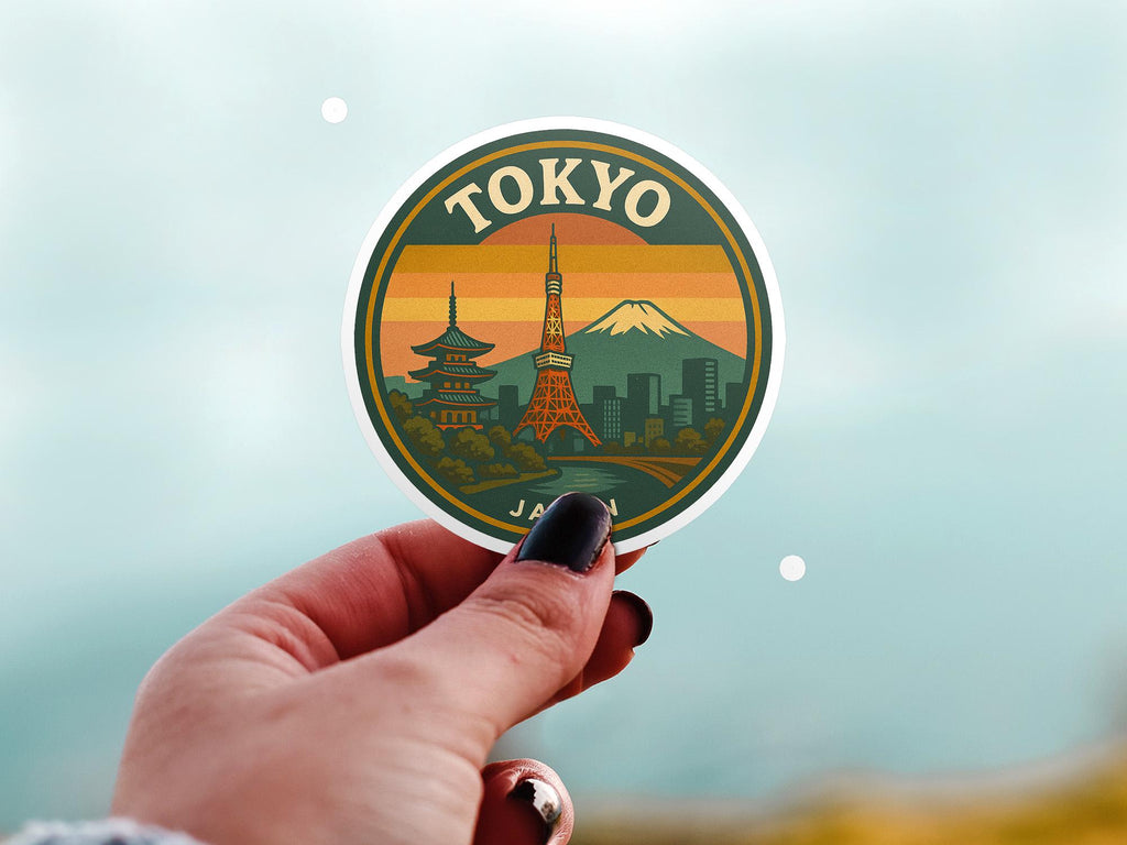 Tokyo Fuji Mt Kiss-Cut Vinyl, Waterproof Decal, Retro Travel Lover Collection