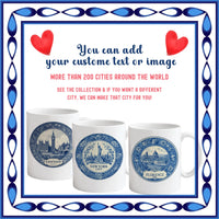 Toronto Canada Mug, Custom Delft Style cup, Personalized Vintage Travel City Gift