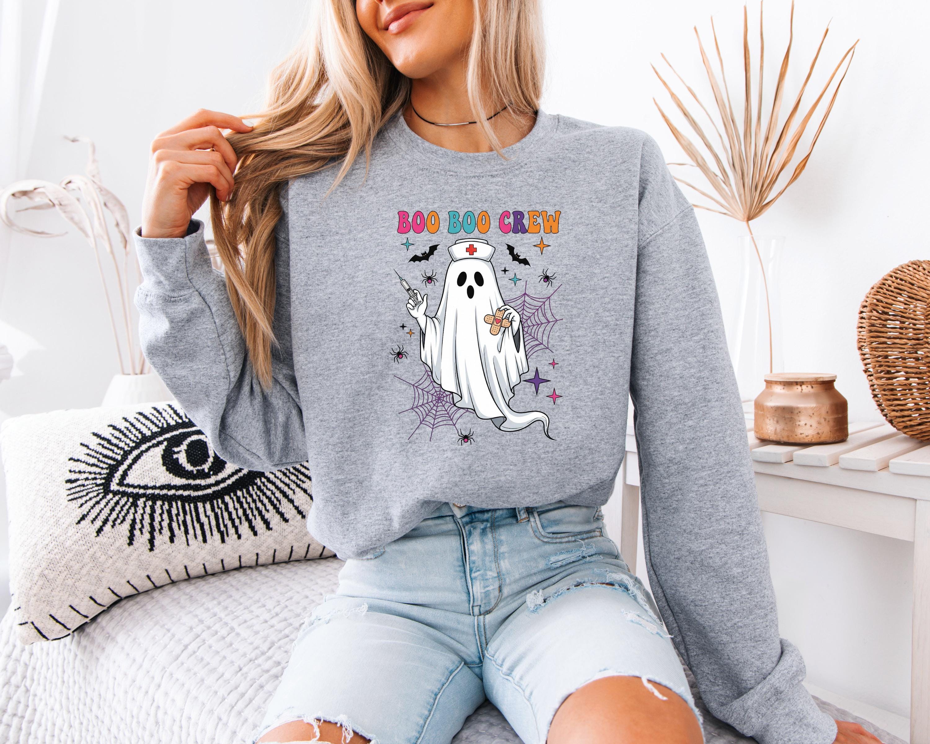 Boo Boo Crew Nurse Halloween Sweatshirt, Halloween Gift for Nurse Medical Lab, Nurse Spooky , Nurse Halloween Boo Boo Crew