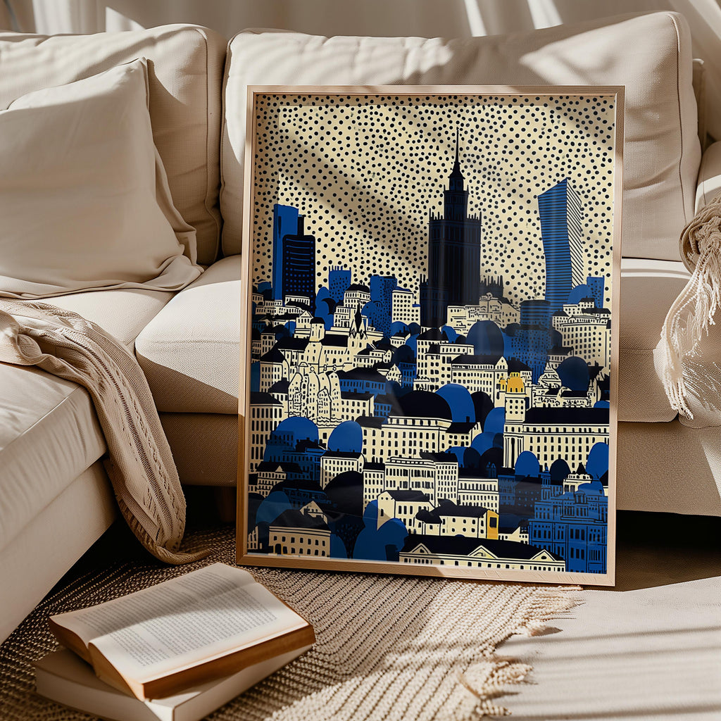 Warsaw Poland Wall Art Print, Pop Art Modern Large Size Poster Travel Gift Canvas