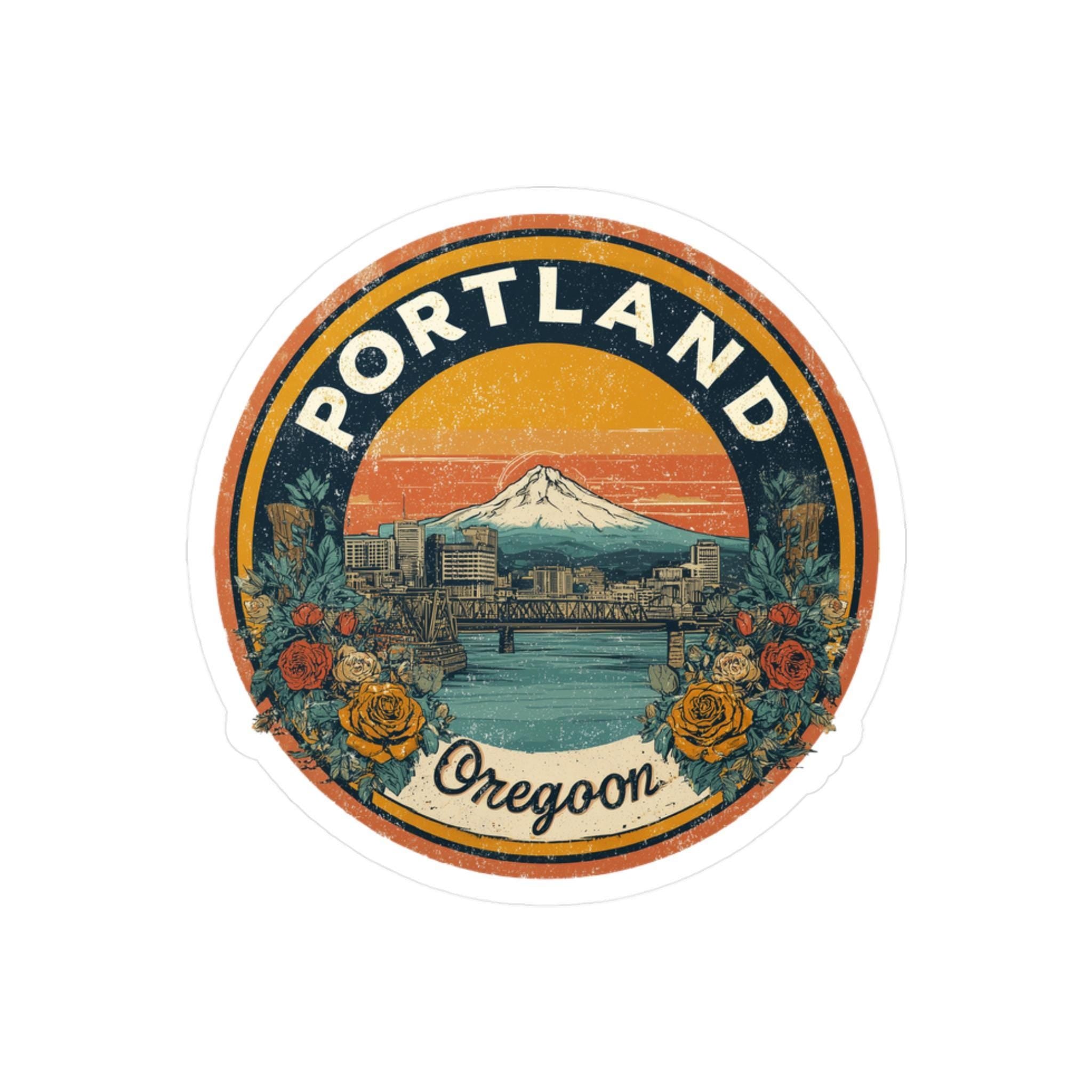 Portland Oregon Retro Kiss-Cut Vinyl, Waterproof Decal, Retro Travel Lover Collection