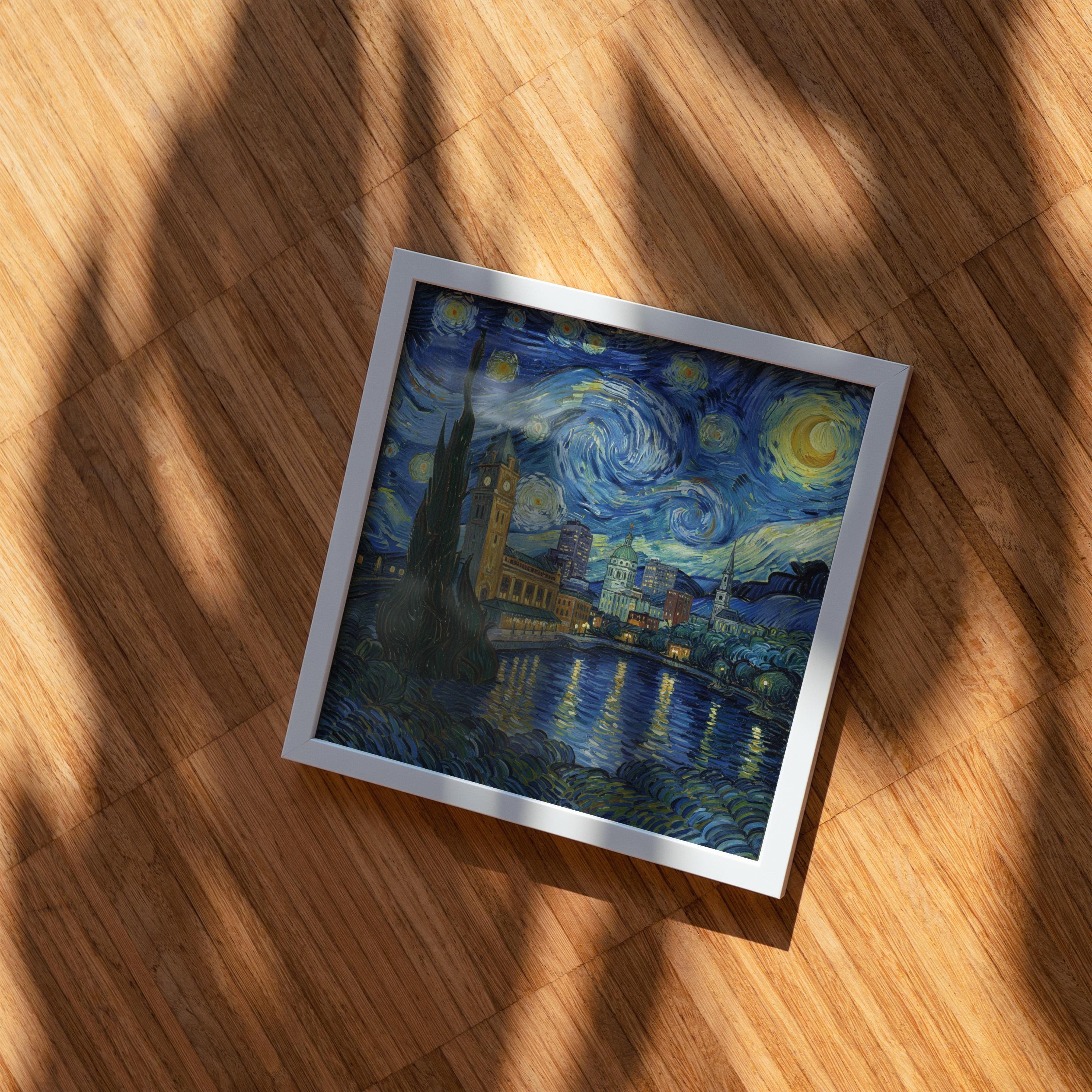 Worcester Massachusetts Starry Night Wall Art, Van Gogh Print, Travel Gift Home Decor