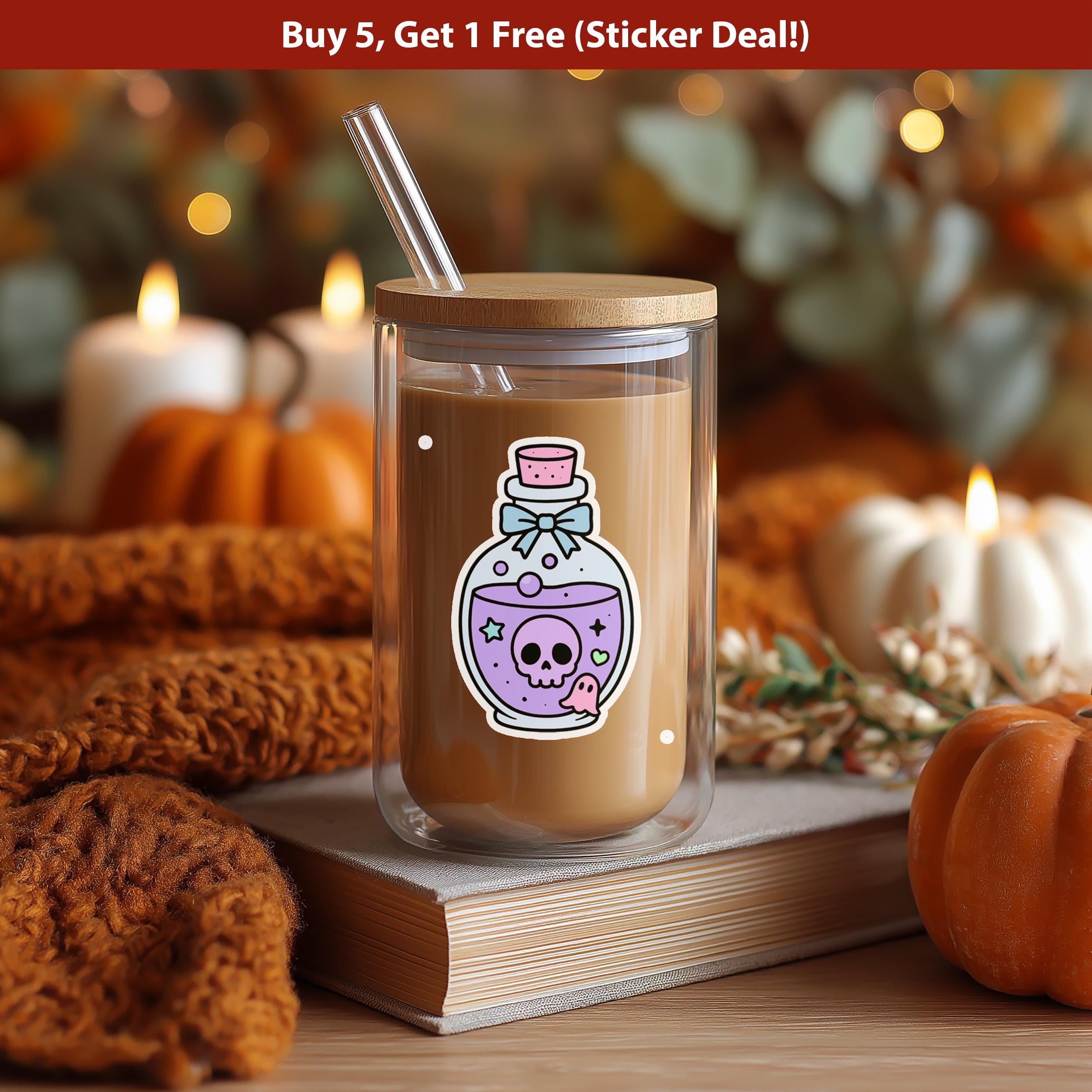 Kawaii Potion Sticker, Cute Pastel Witch Bottle Decal, Magical Goth Halloween Vinyl