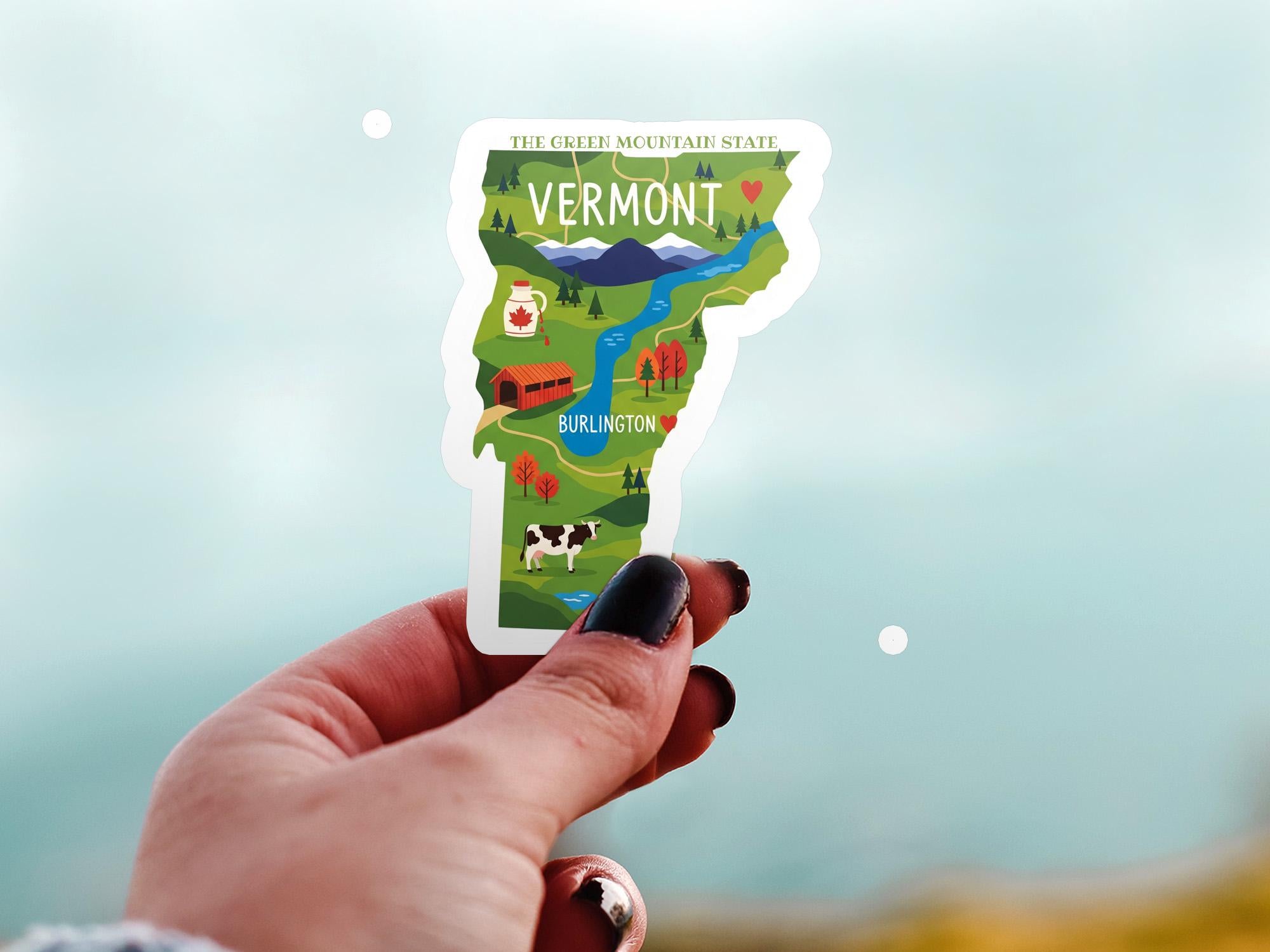 Vermont State Sticker, USA Kiss-Cut Vinyl, Landmark Waterproof Decal, United States Travel Collection