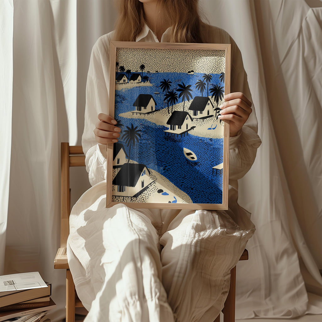 Maldives Wall Art Print, Pop Art Modern Poster Japanese Travel Gift Canvas