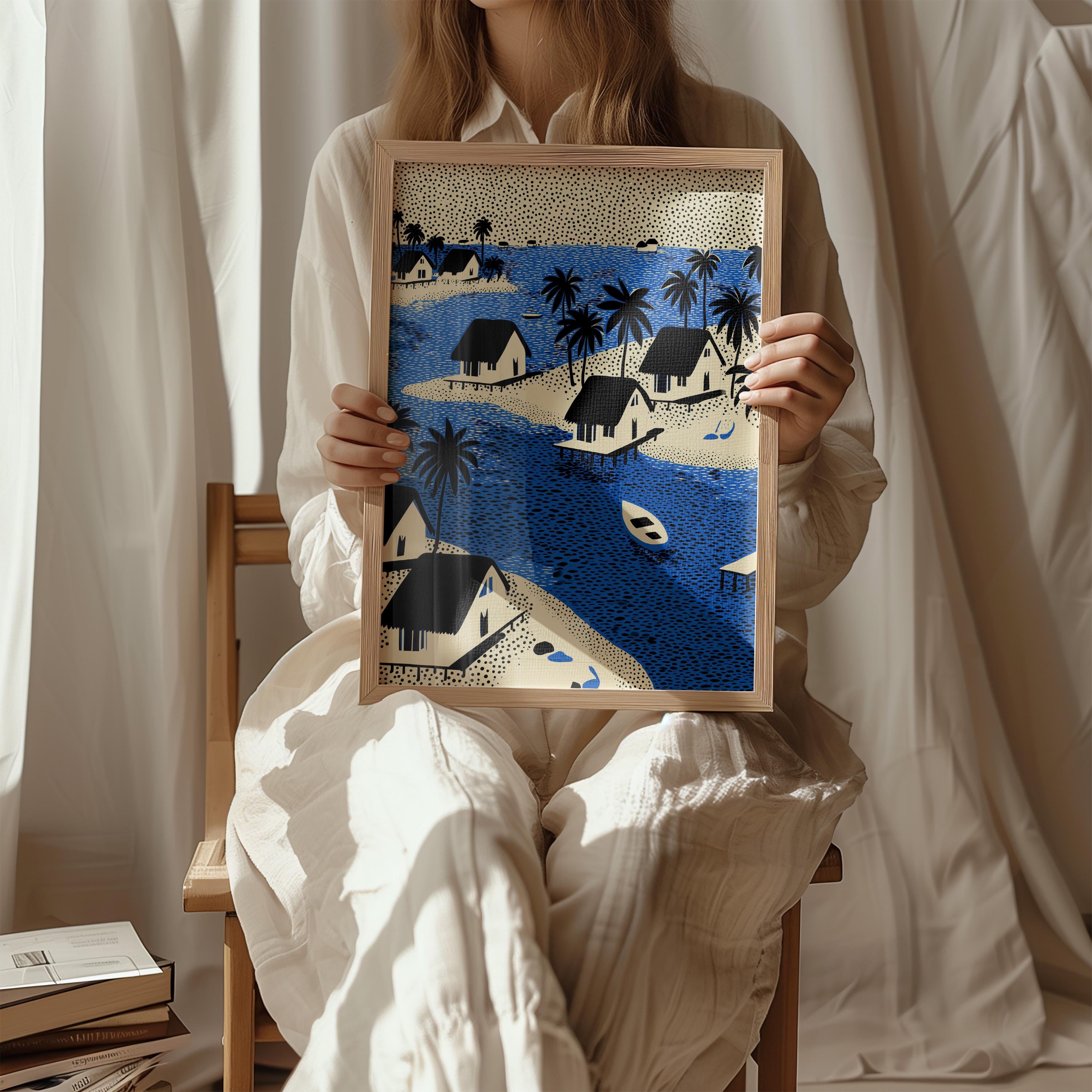 Maldives Wall Art Print, Pop Art Modern Poster Japanese Travel Gift Canvas