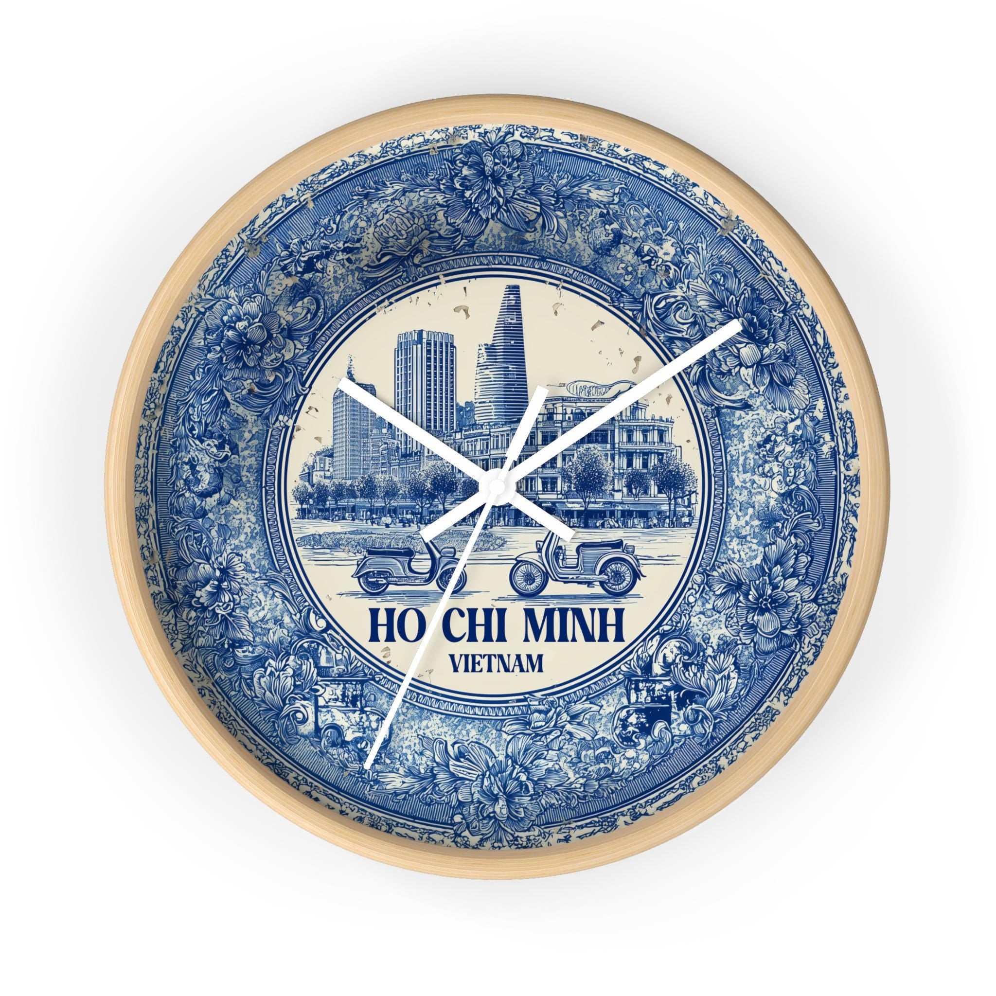 Ho Chi Minh City Vietnam Wall Clock, Delf style Home Decor, Vintage City Travel Keepsake Art