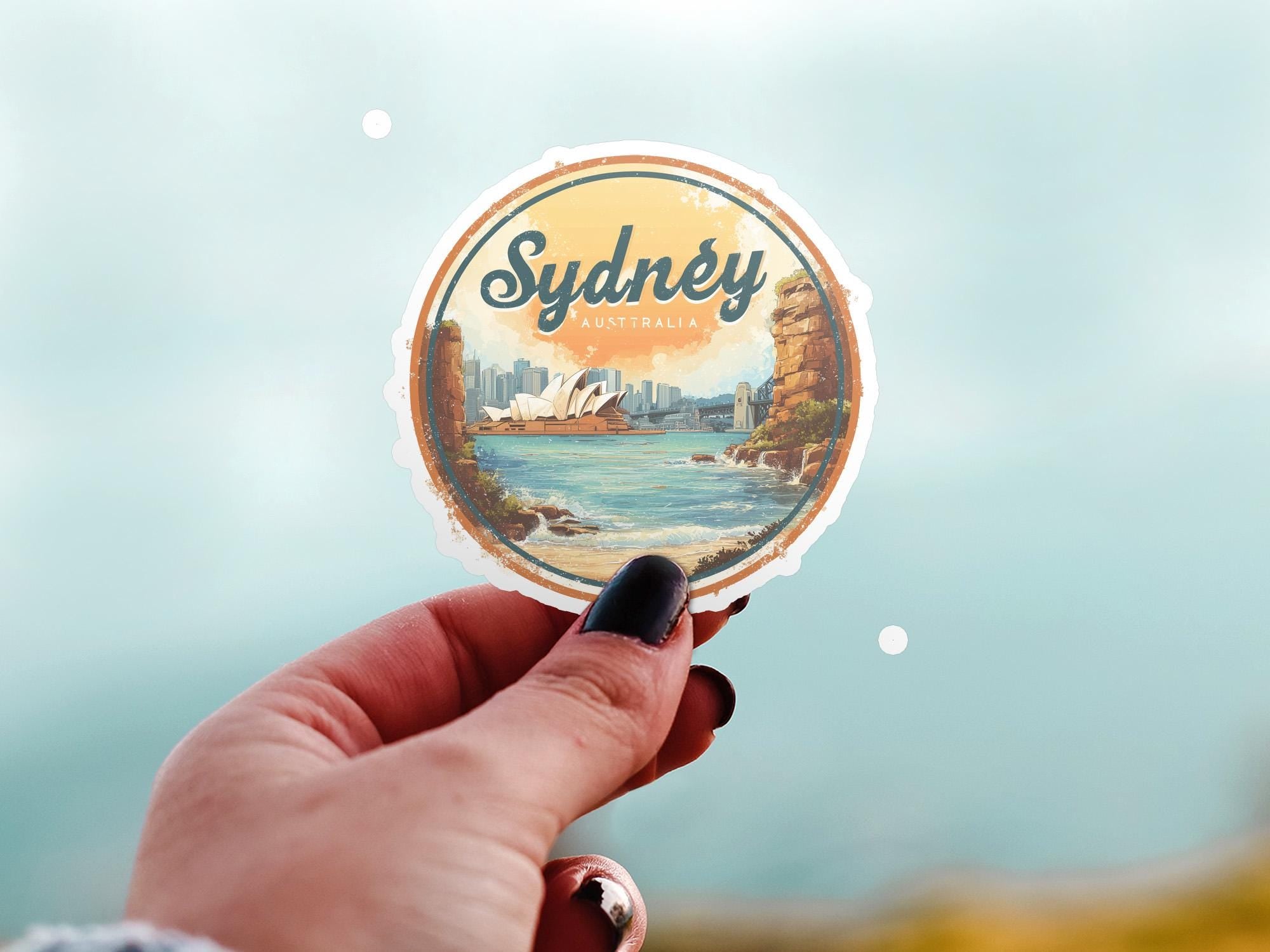 Sydney Watercolor Kiss-Cut Vinyl, Waterproof Decal, Retro Travel Lover Collection