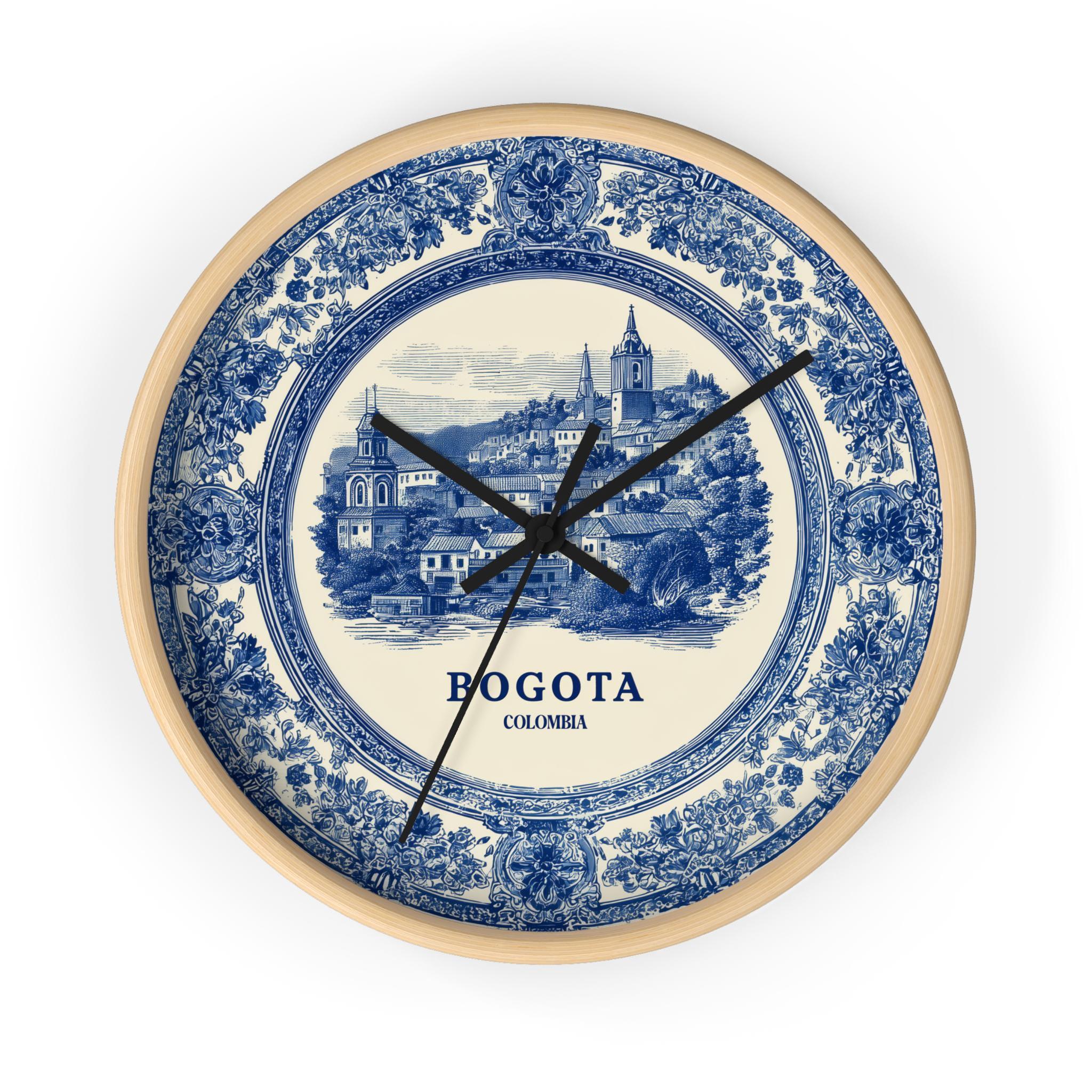 Bogota Colombia Wall Clock, Delf style Home Decor, Vintage City Travel Keepsake Art