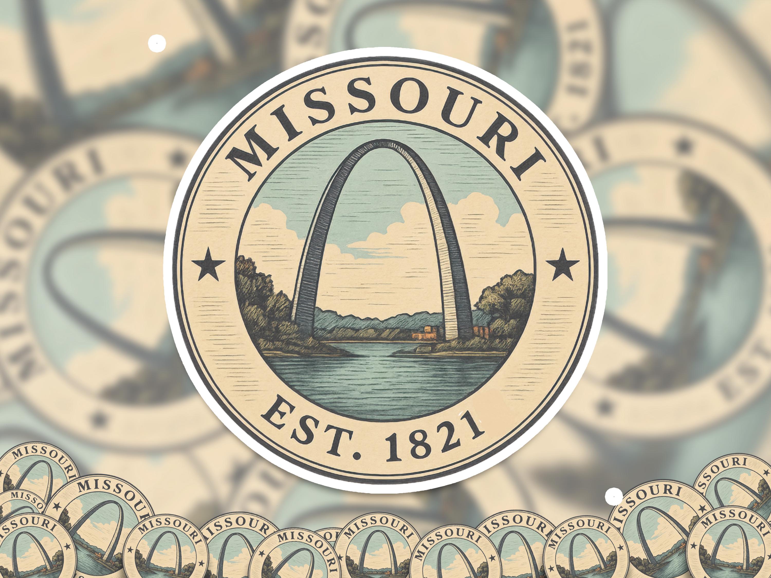 Missouri Sticker, Vintage US States Retro Decal, Waterproof Retro Travel Collection for Laptop Tumbler
