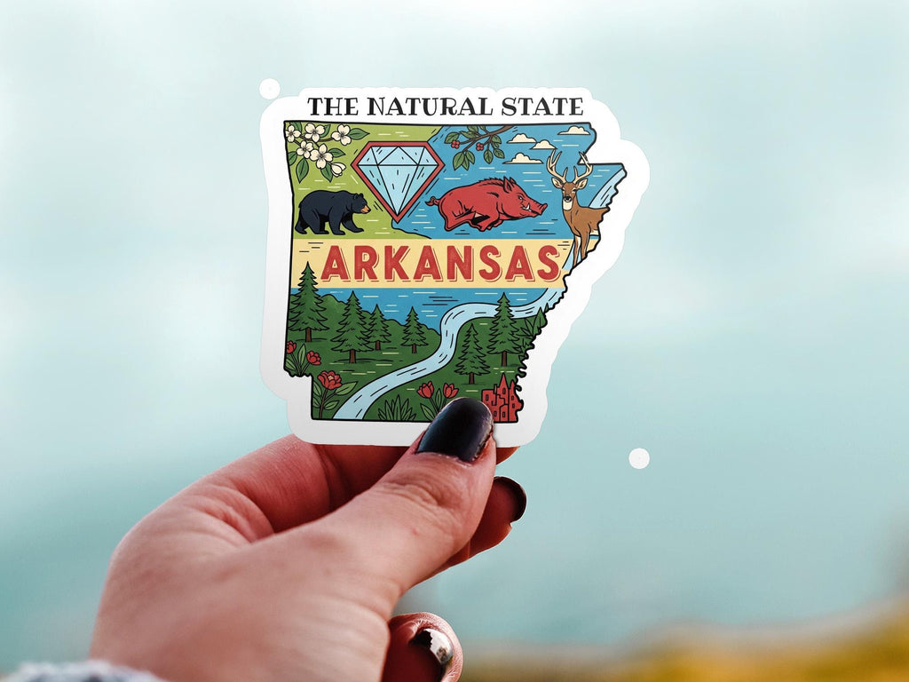 Arkansas State Sticker, USA Kiss-Cut Vinyl, Landmark Waterproof Decal, United States Travel Collection