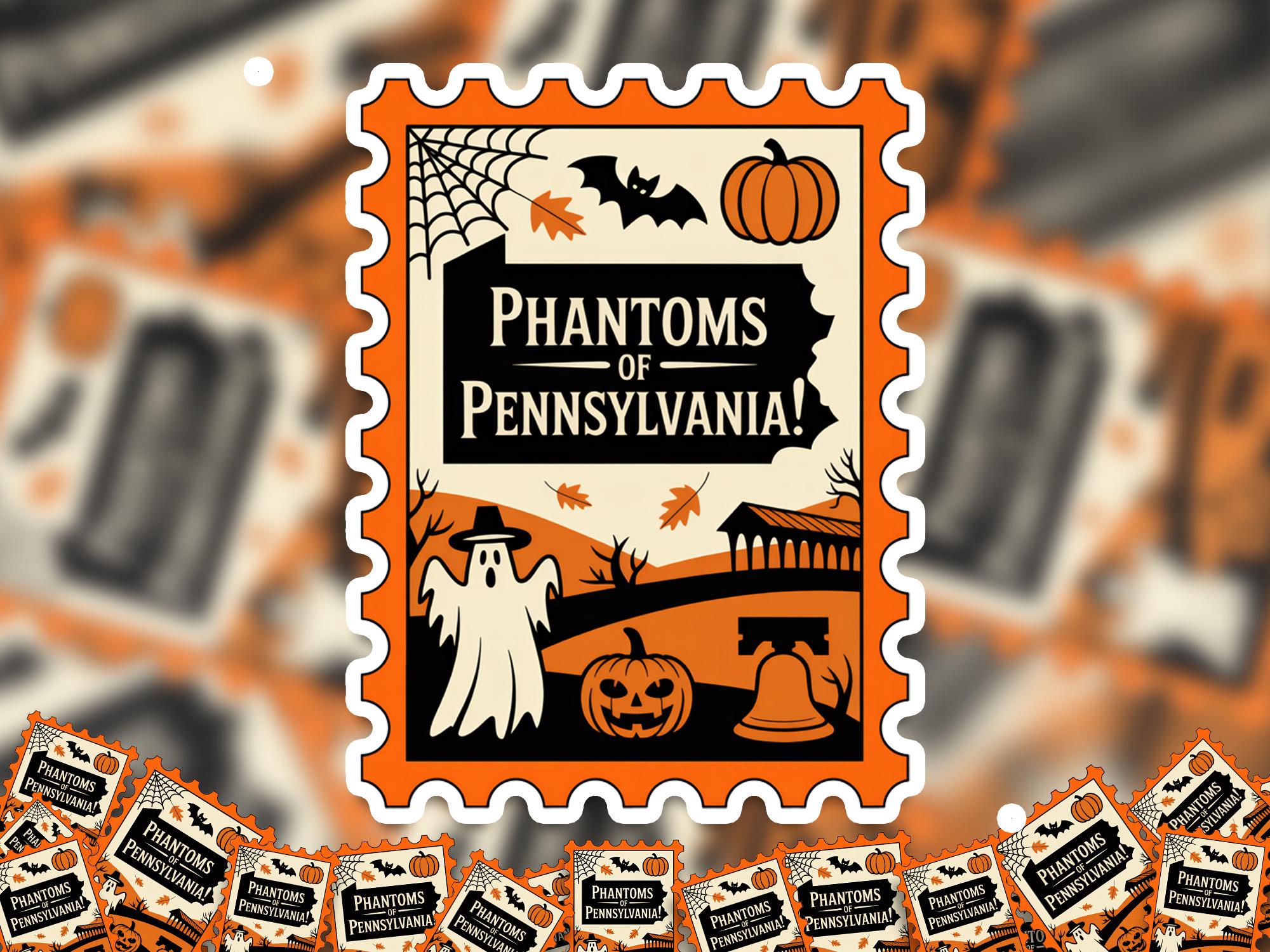 Pennsylvania Stamp Halloween Sticker, Spooky USA Kiss-Cut Vinyl, Waterproof Decal, United States Travel
