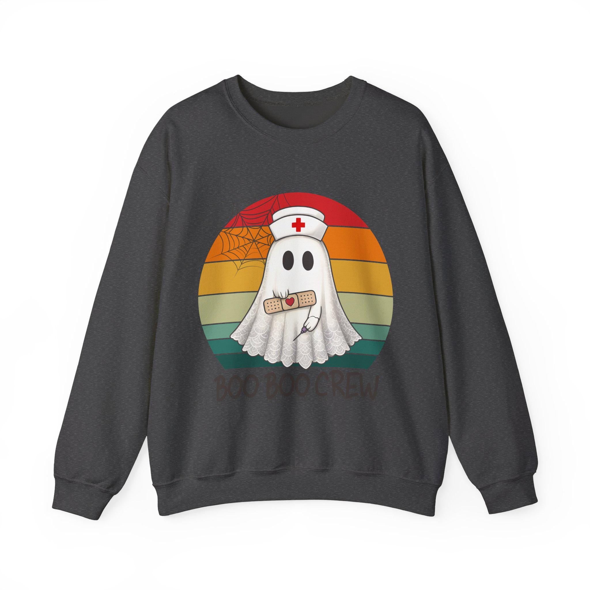 Boo Boo Crew Nurse retro Halloween Sweatshirt, Halloween Gift for Nurse Sweater, Nurse Spooky , Nurse Halloween Boo Boo Crew