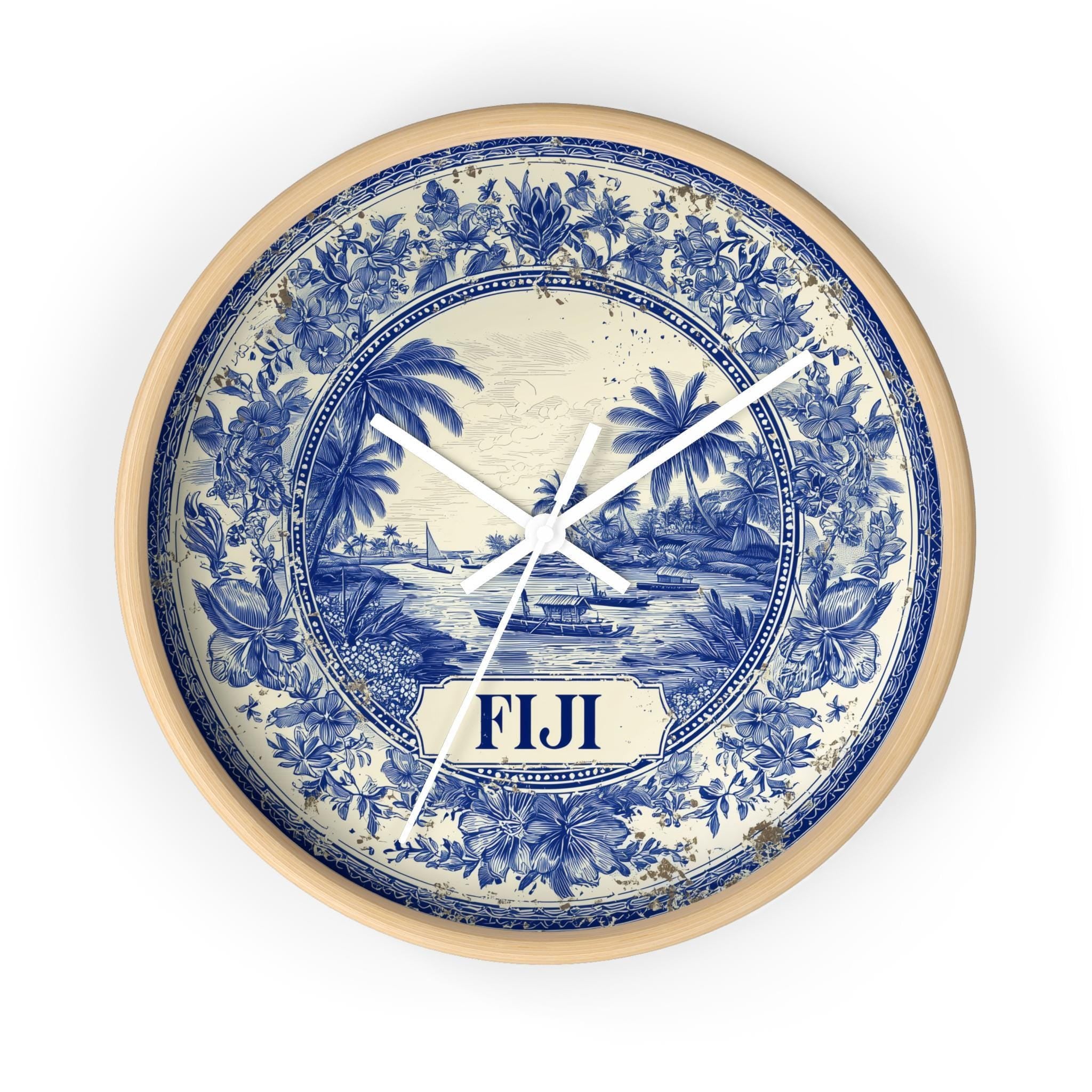 Fiji Wall Clock, Delf style Home Decor, Vintage City Travel Keepsake Art
