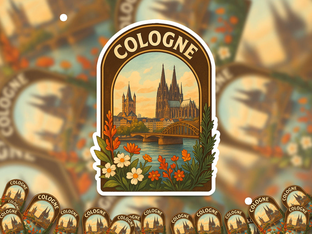 Cologne Germany Sticker, Vintage City Vinyl Decal, Retro Travel Lover Collection, Journal Scrapbook