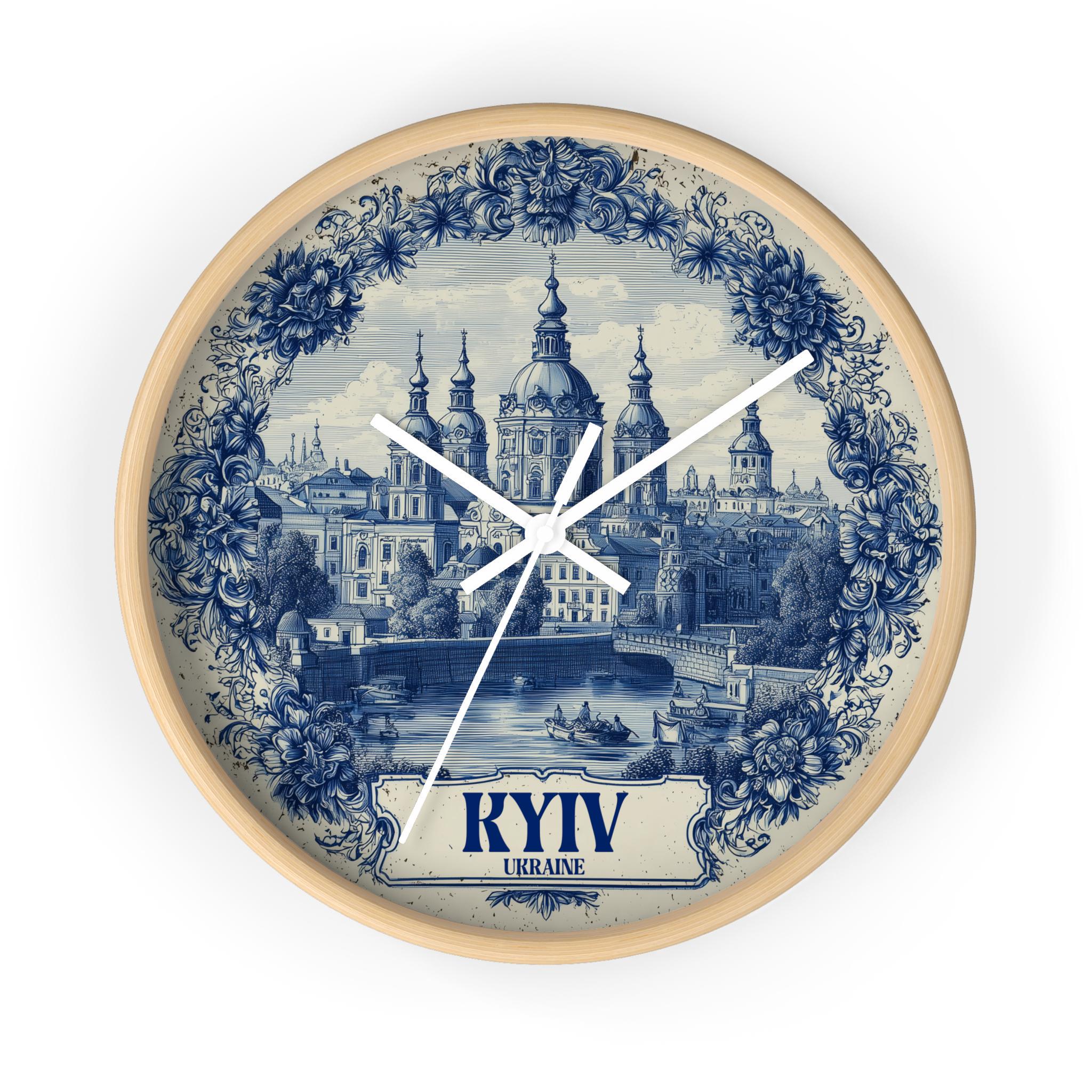 Kyiv Ukraine Wall Clock, Delf style Home Decor, Vintage City Travel Keepsake Art