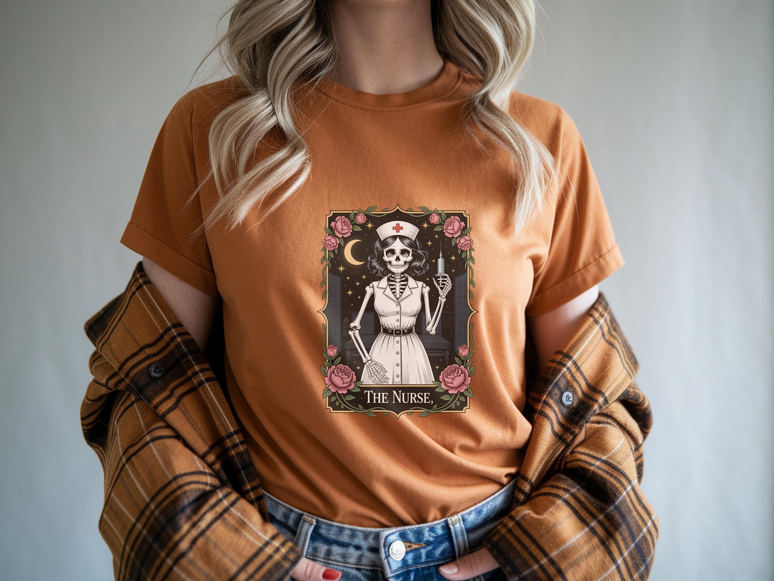 Halloween Nurse Skeleton Sweatshirt, Gothic Medical Fall spooky retro Sweatshirt, Gift for Nurse, Spooky Aesthetic RN Tee, halloween idea