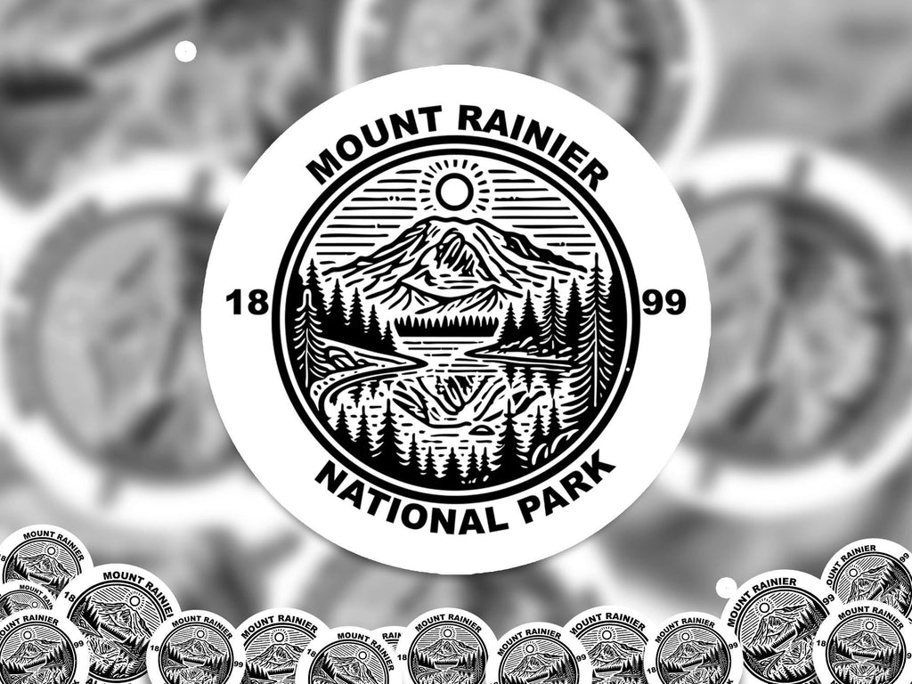 Mount Rainier National Park Sticker, Kiss-Cut Vinyl, Waterproof USA Decal Badge Collection