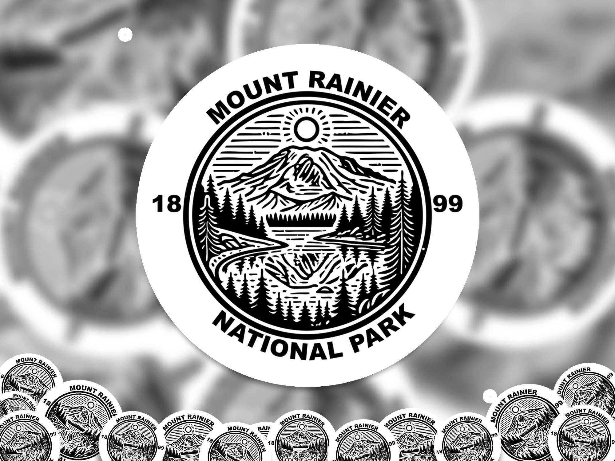 Mount Rainier National Park Sticker, Kiss-Cut Vinyl, Waterproof USA Decal Badge Collection
