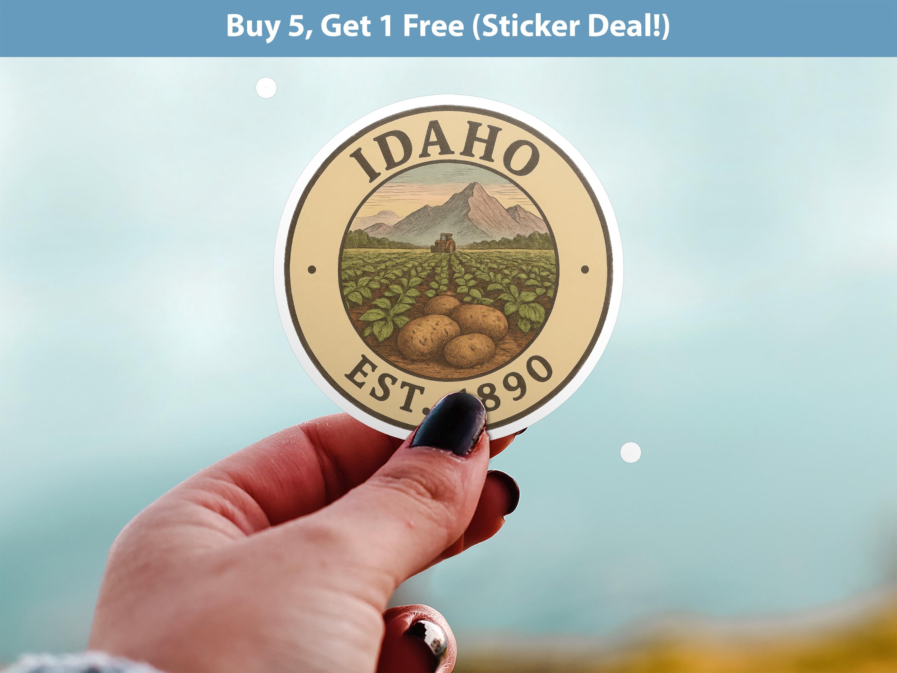 Idaho Sticker, Vintage US States Retro Decal, Waterproof Retro Travel Collection for Laptop Tumbler