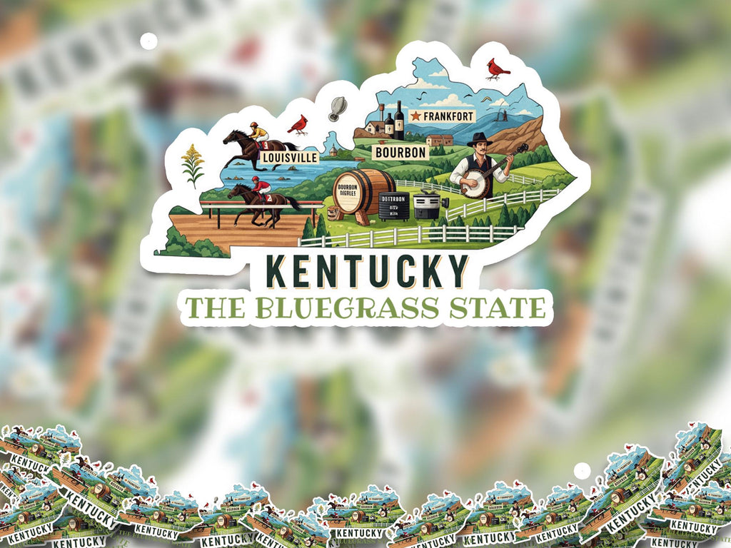 Kentucky State Sticker, USA Kiss-Cut Vinyl, Landmark Waterproof Decal, United States Travel Collection
