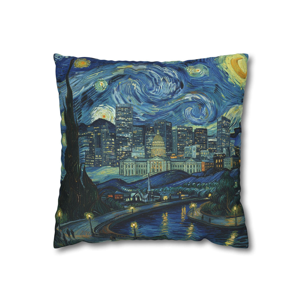Denver Colorado Pillowcase Starry Night, Van Gogh Throw Pillow Canvas Home Decor Gift