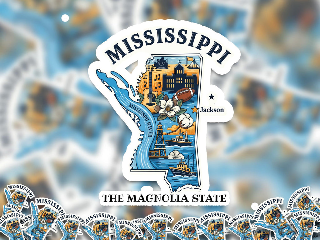 Mississipi State Sticker, USA Kiss-Cut Vinyl, Landmark Waterproof Decal, United States Travel Collection