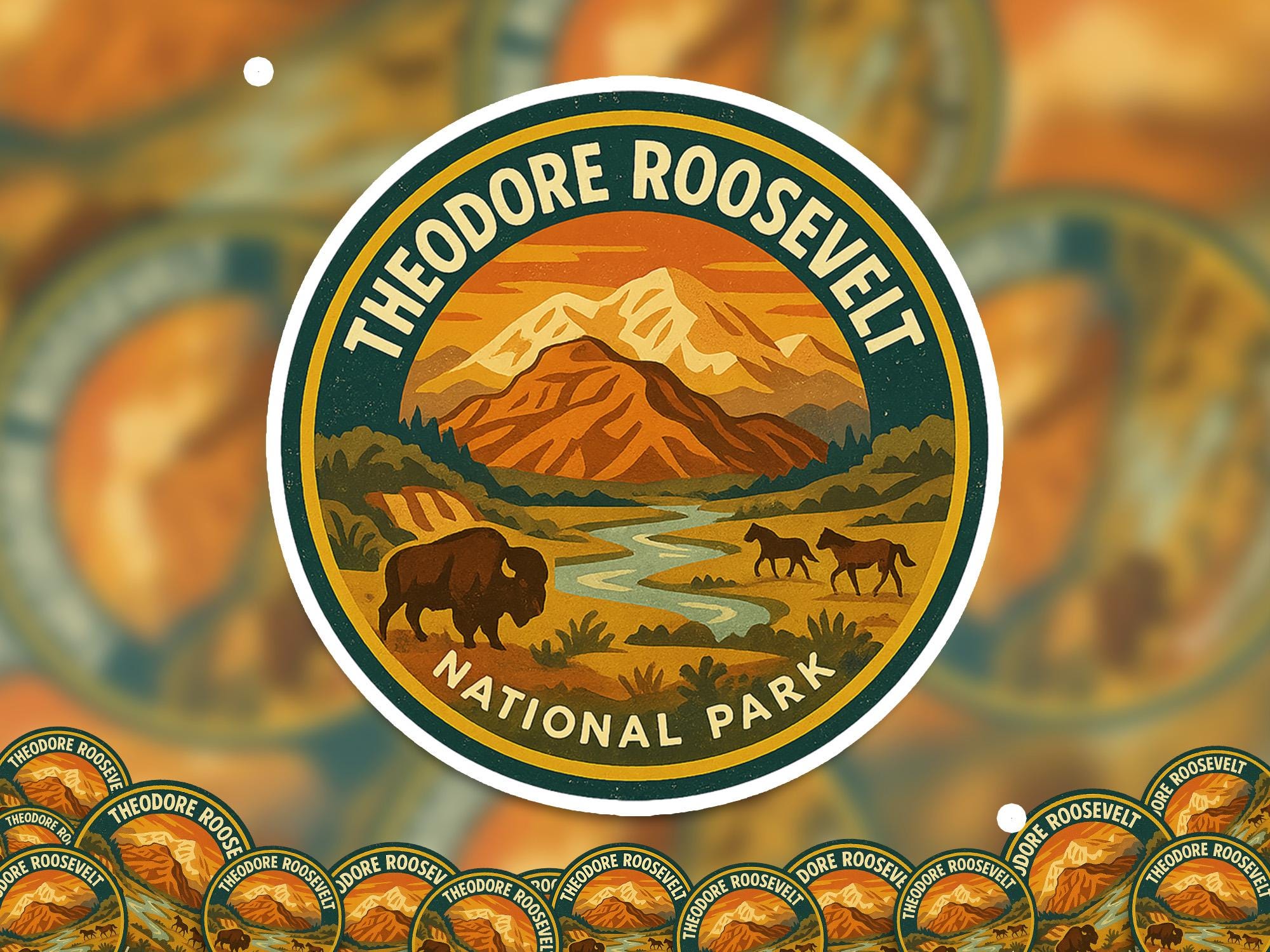 Theodore Roosevelt National Park Sticker, Retro Vinyl Waterproof Decal, Vintage USA Travel Collection